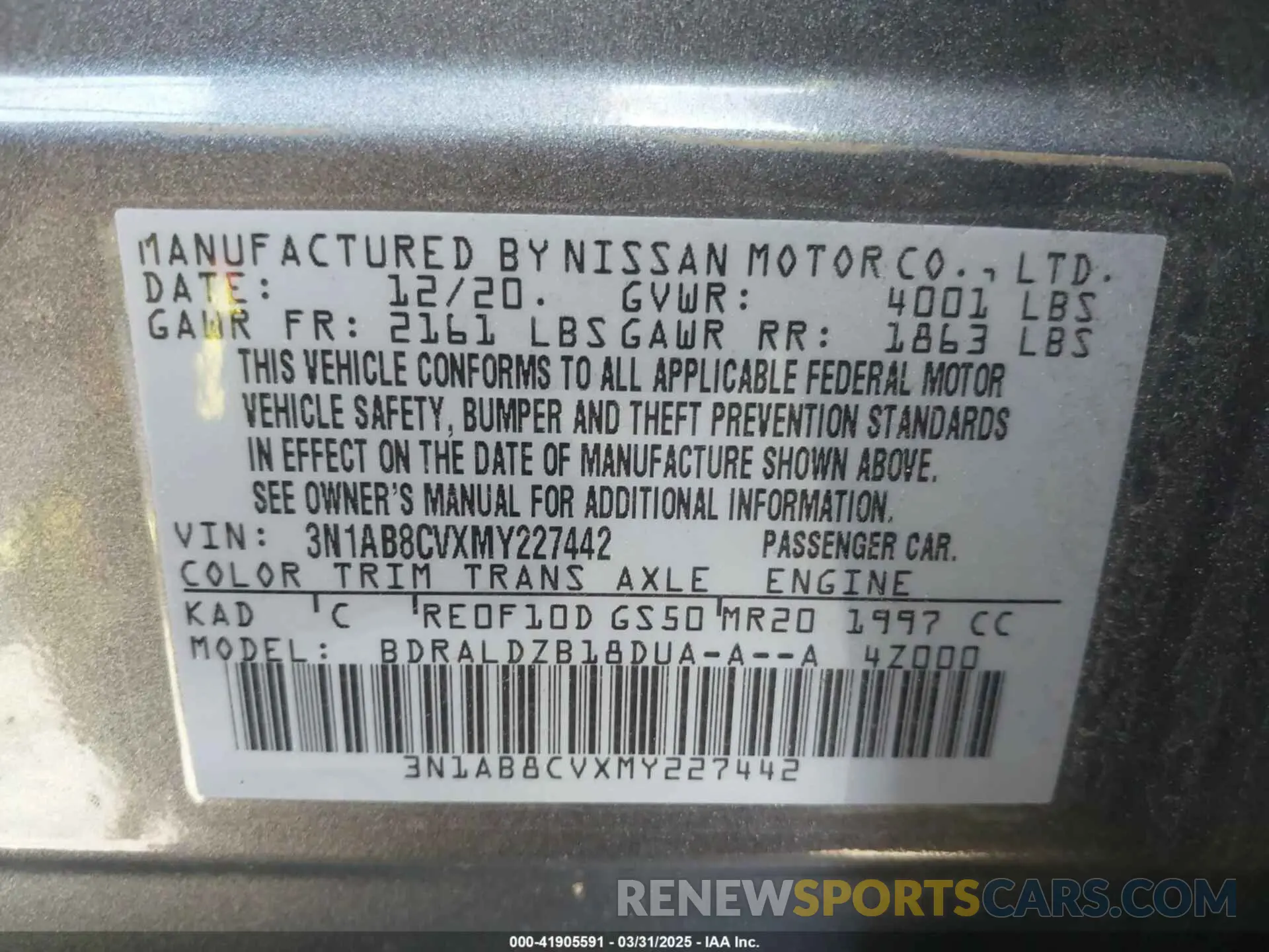 9 Photograph of a damaged car 3N1AB8CVXMY227442 NISSAN SENTRA 2021