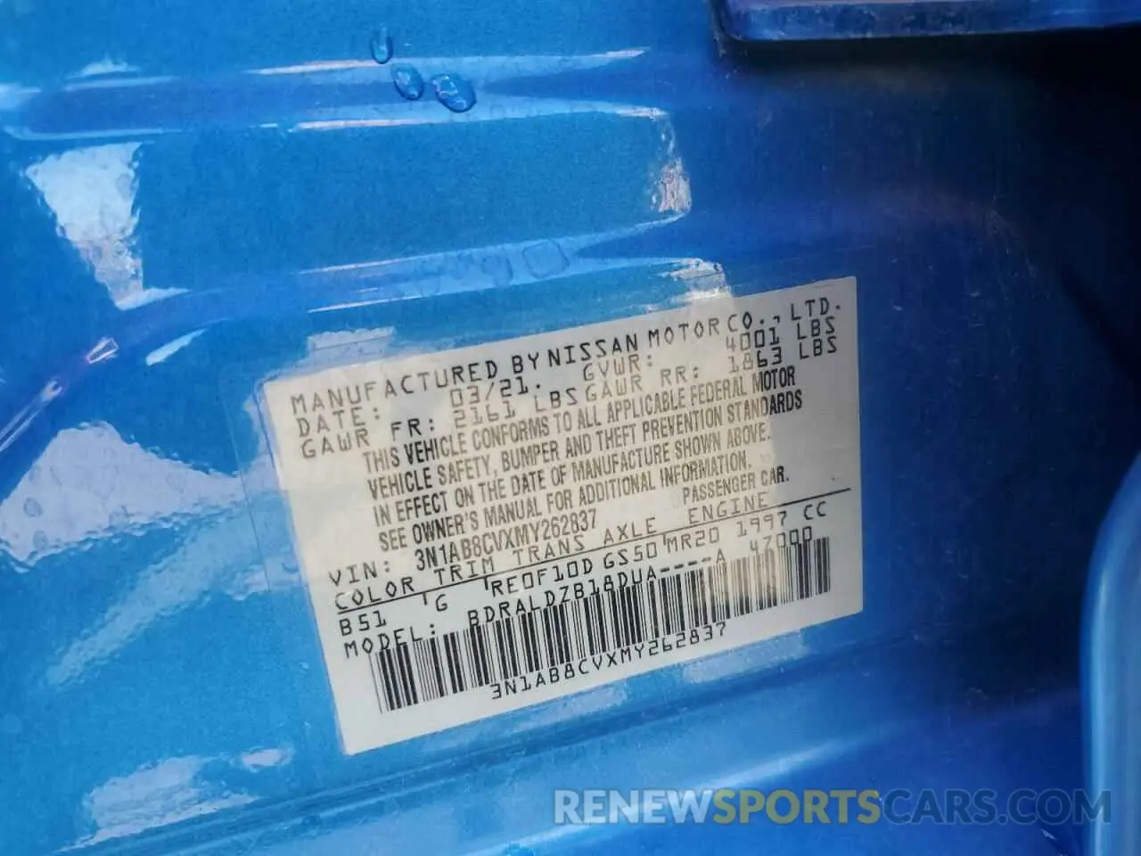 12 Фотография поврежденного автомобиля 3N1AB8CVXMY262837 NISSAN SENTRA 2021