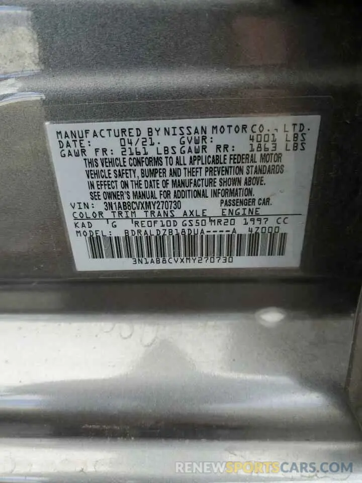 13 Photograph of a damaged car 3N1AB8CVXMY270730 NISSAN SENTRA 2021