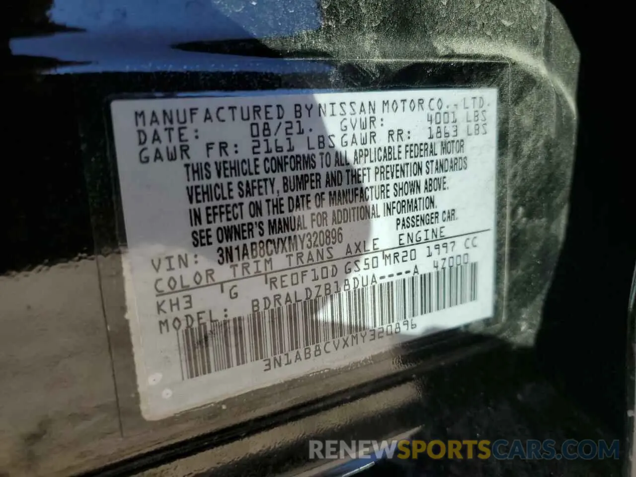 14 Photograph of a damaged car 3N1AB8CVXMY320896 NISSAN SENTRA 2021