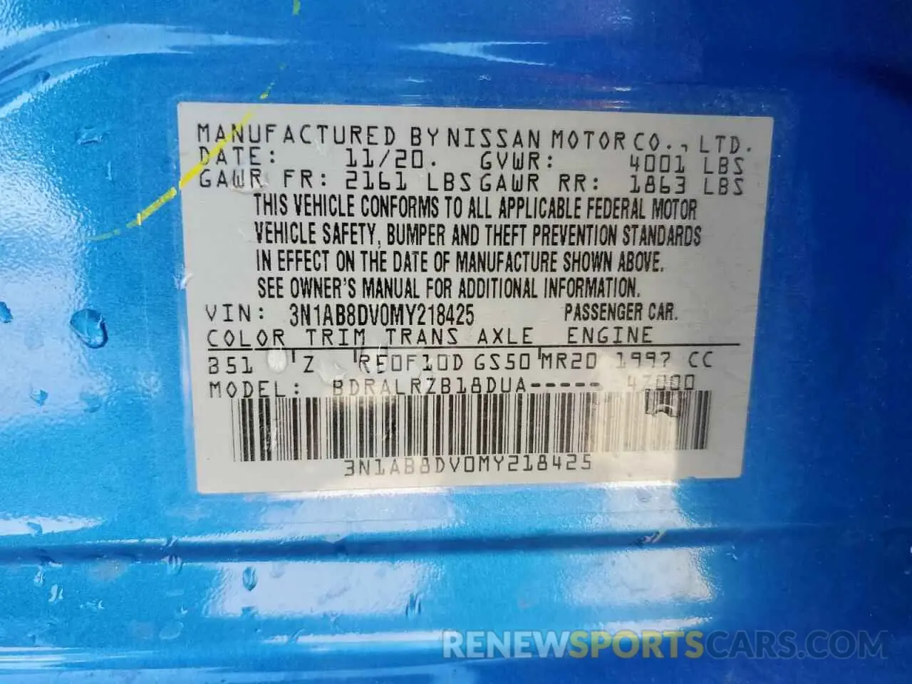 12 Фотография поврежденного автомобиля 3N1AB8DV0MY218425 NISSAN SENTRA 2021