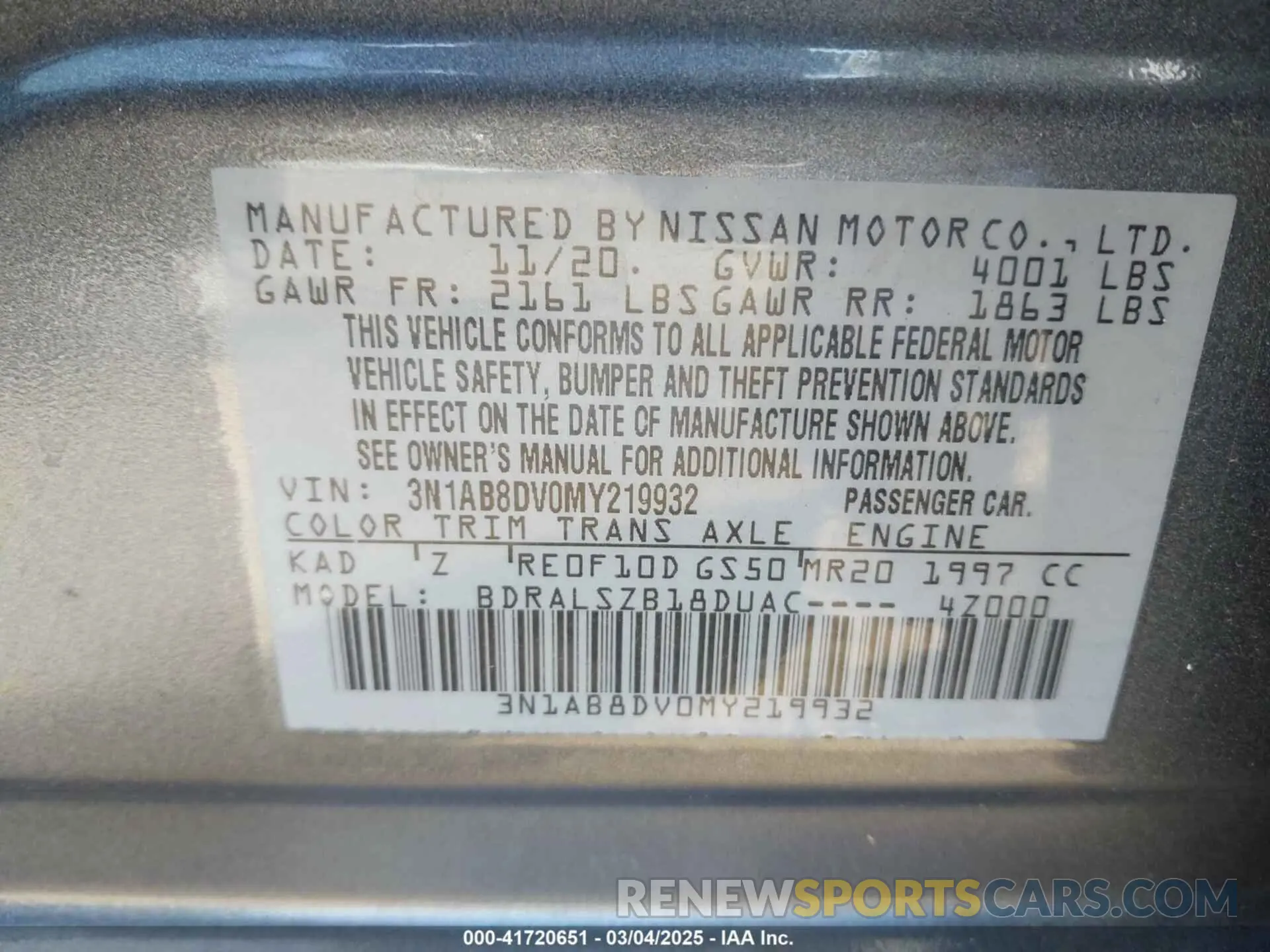 9 Photograph of a damaged car 3N1AB8DV0MY219932 NISSAN SENTRA 2021