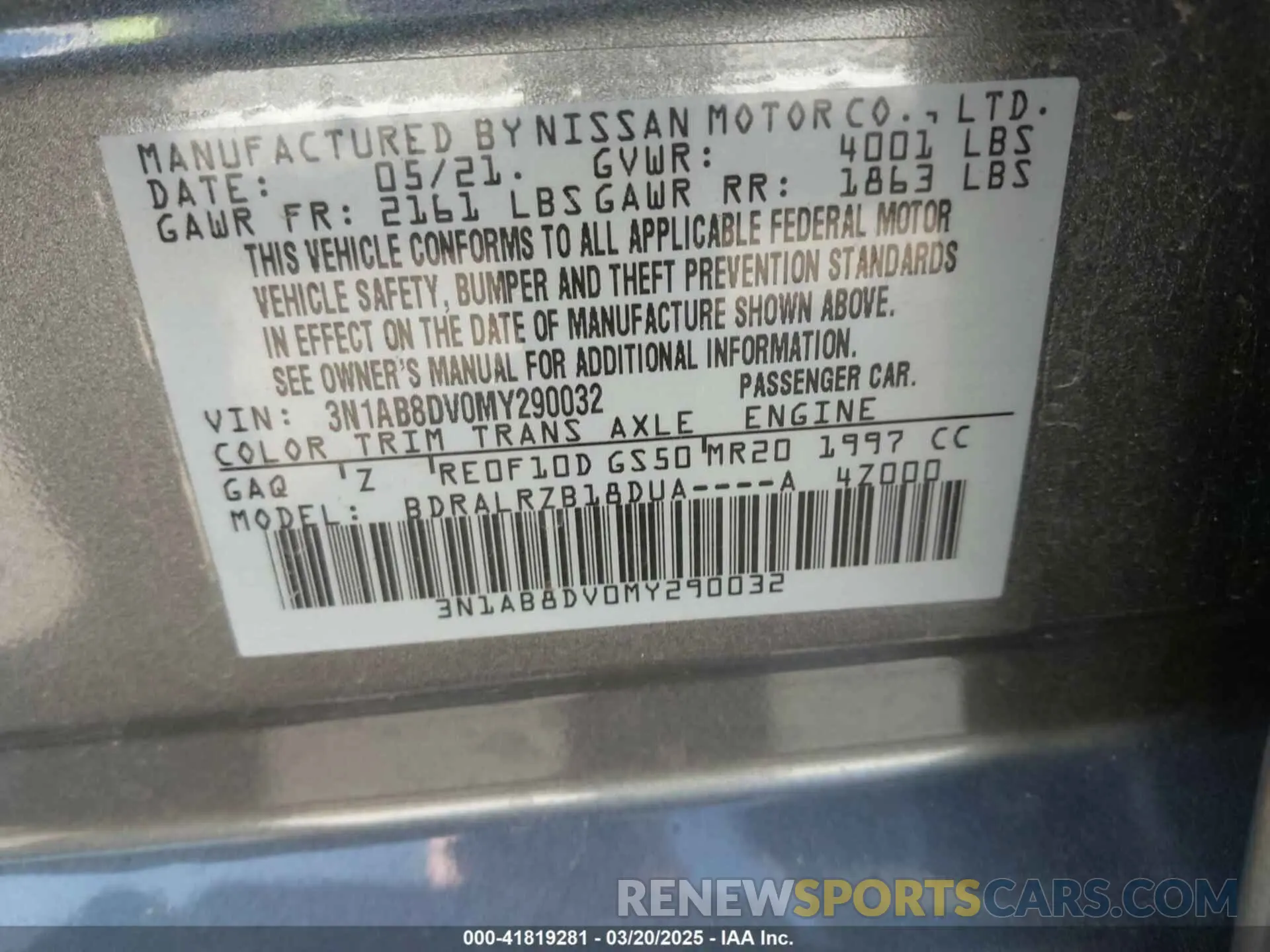 9 Photograph of a damaged car 3N1AB8DV0MY290032 NISSAN SENTRA 2021