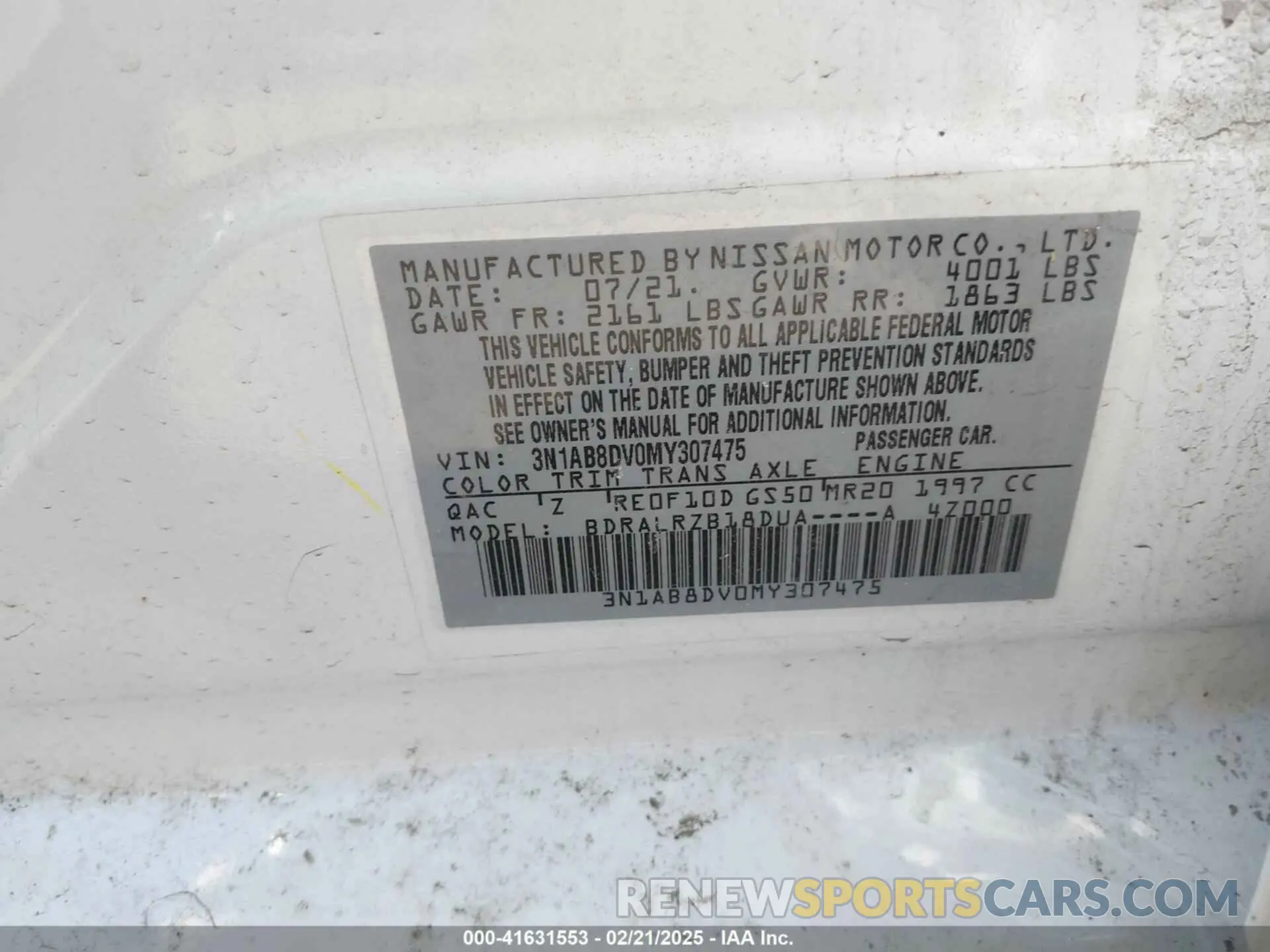9 Photograph of a damaged car 3N1AB8DV0MY307475 NISSAN SENTRA 2021