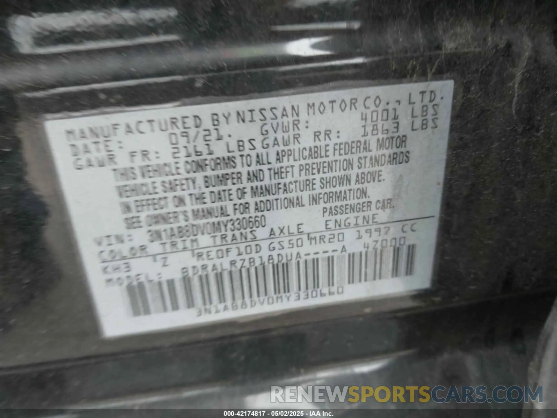 9 Photograph of a damaged car 3N1AB8DV0MY330660 NISSAN SENTRA 2021