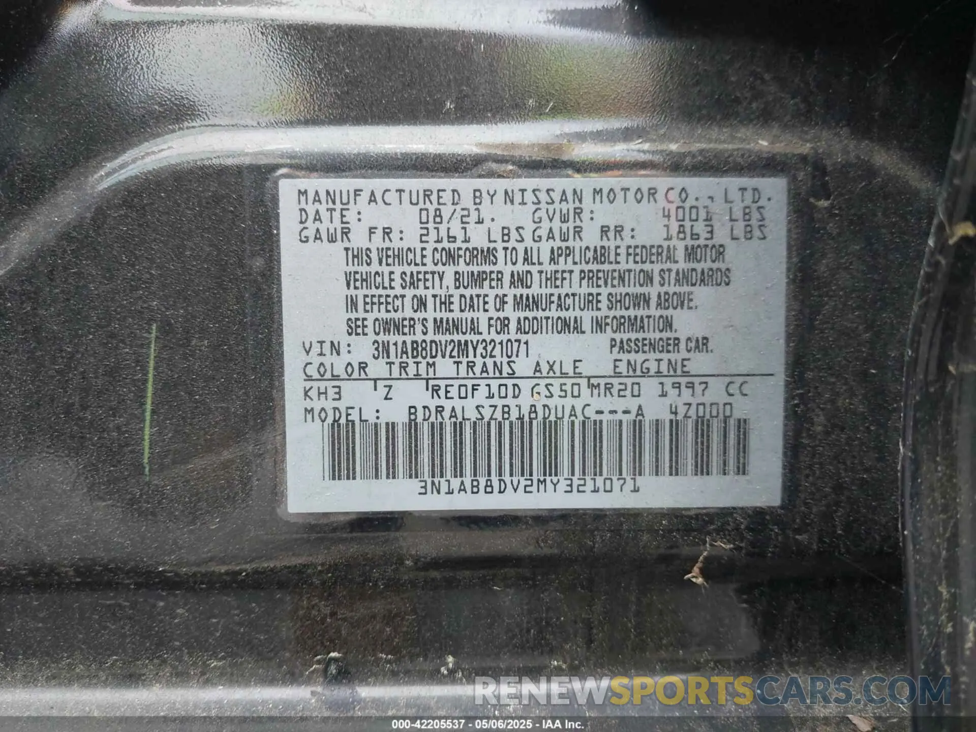9 Photograph of a damaged car 3N1AB8DV2MY321071 NISSAN SENTRA 2021