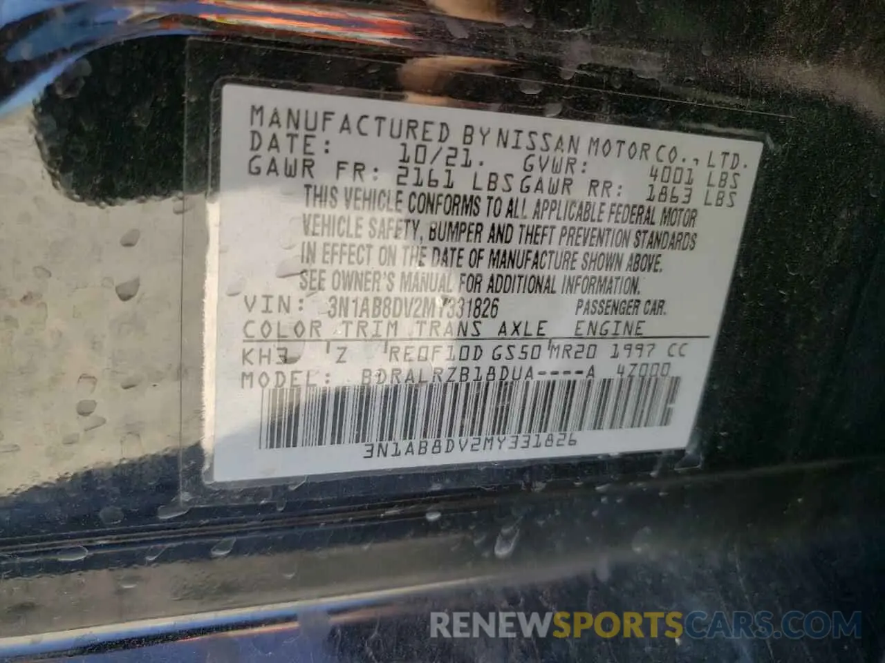 12 Фотография поврежденного автомобиля 3N1AB8DV2MY331826 NISSAN SENTRA 2021