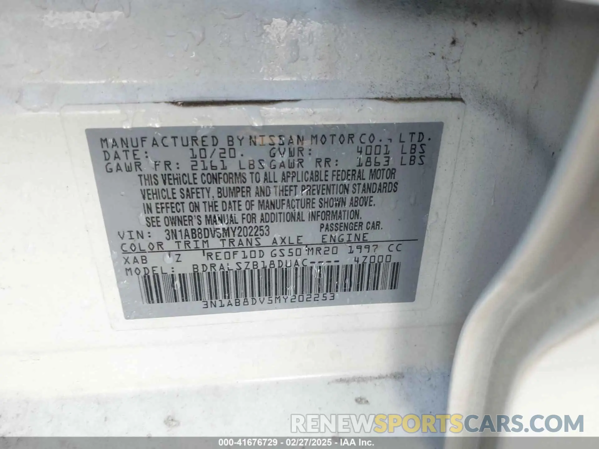 9 Фотография поврежденного автомобиля 3N1AB8DV5MY202253 NISSAN SENTRA 2021