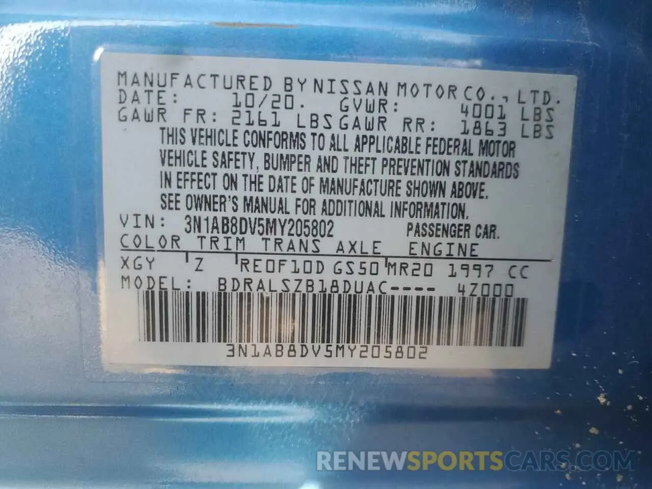 15 Фотография поврежденного автомобиля 3N1AB8DV5MY205802 NISSAN SENTRA 2021