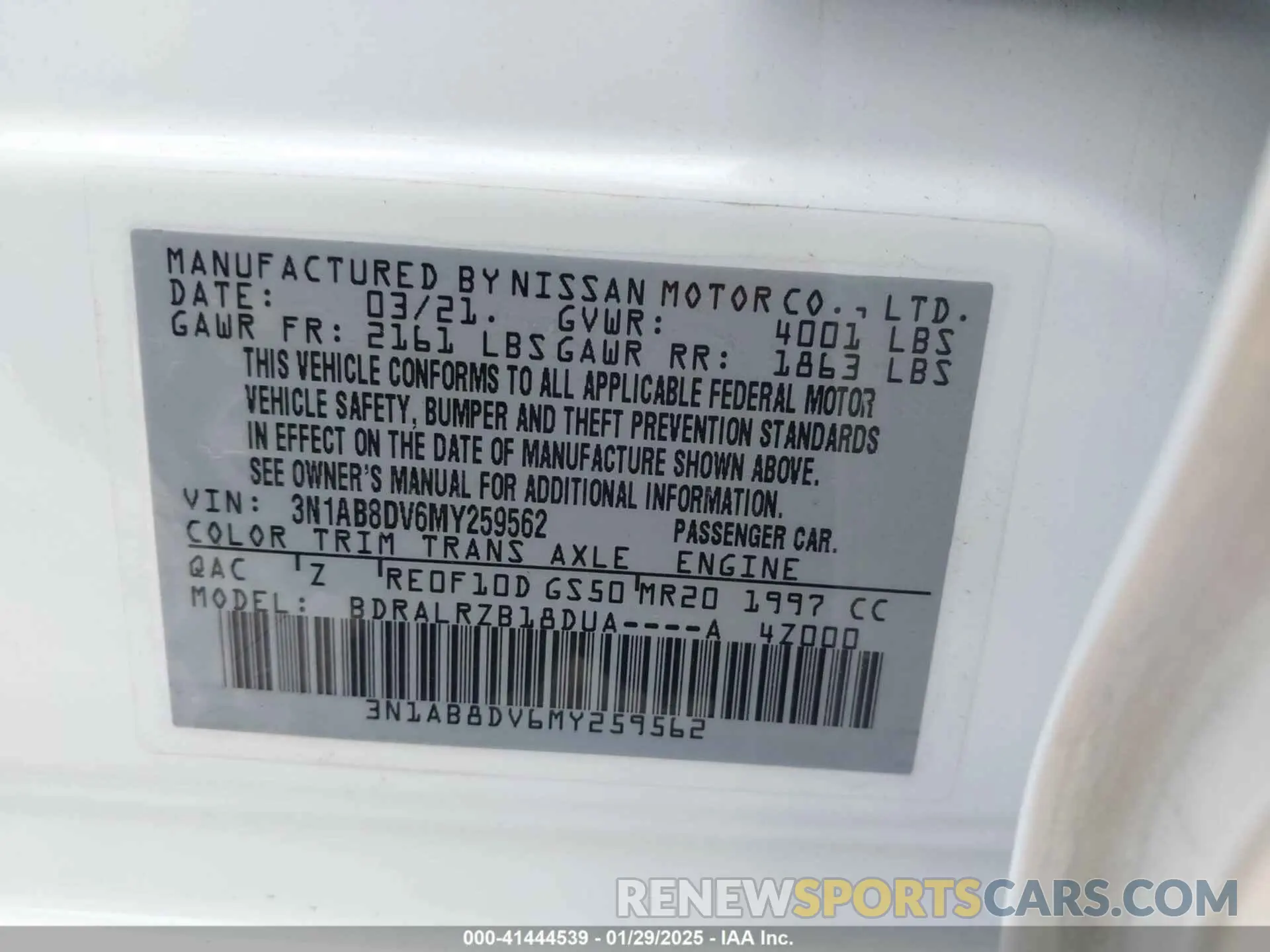9 Фотография поврежденного автомобиля 3N1AB8DV6MY259562 NISSAN SENTRA 2021