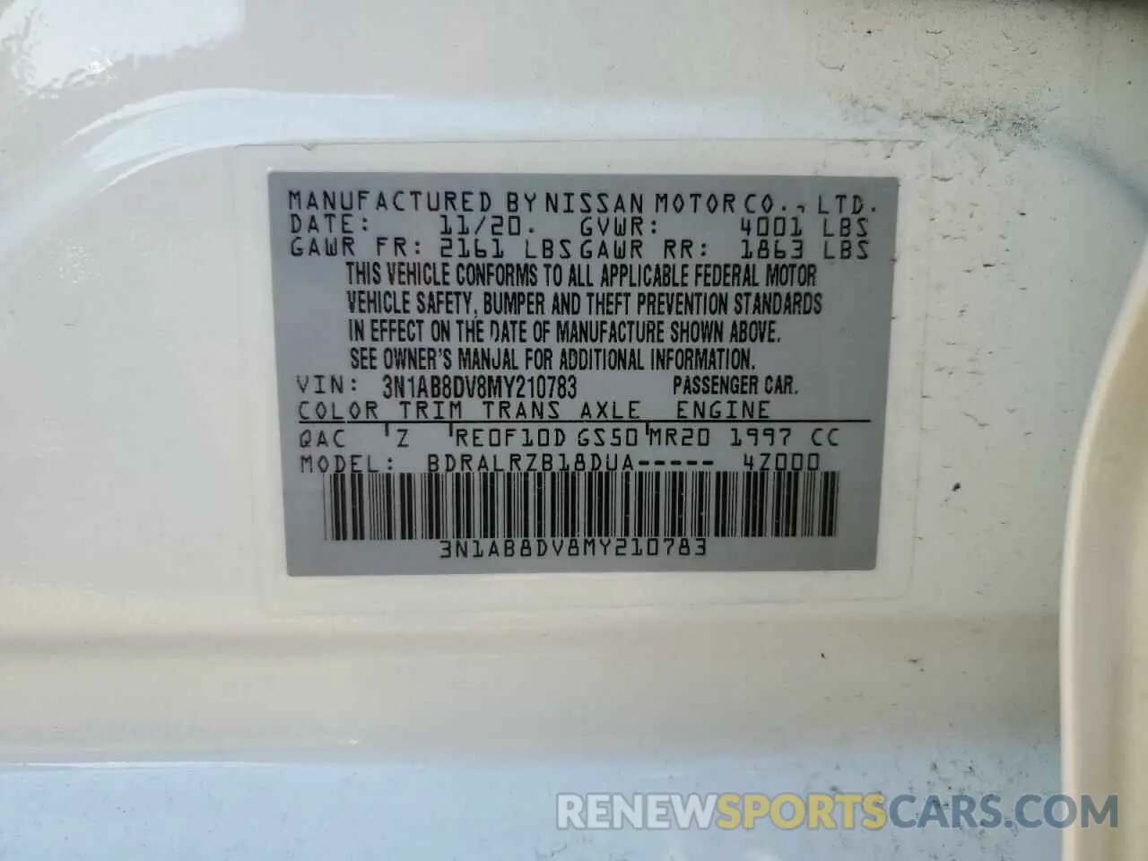 15 Photograph of a damaged car 3N1AB8DV8MY210783 NISSAN SENTRA 2021