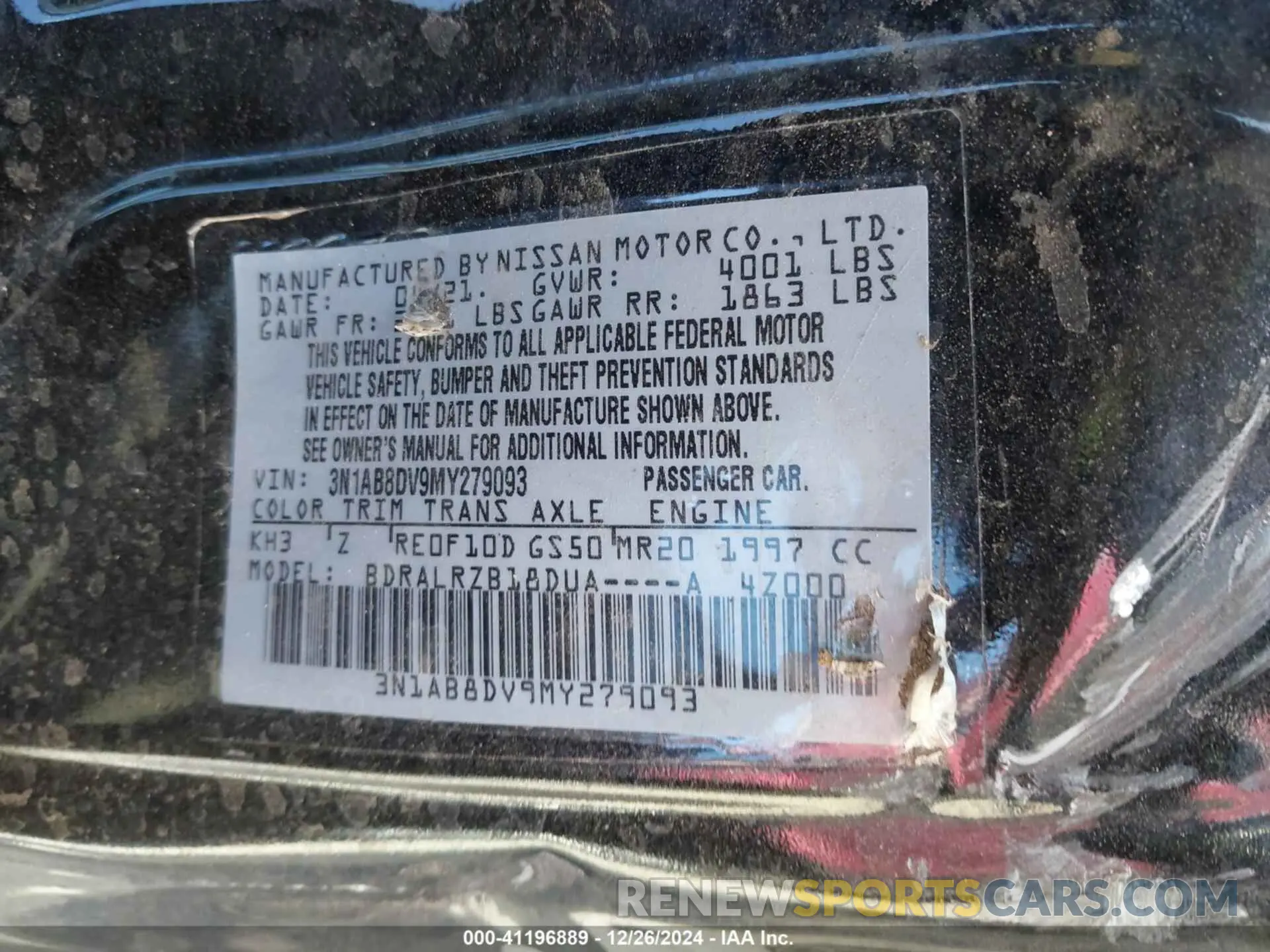 9 Photograph of a damaged car 3N1AB8DV9MY279093 NISSAN SENTRA 2021