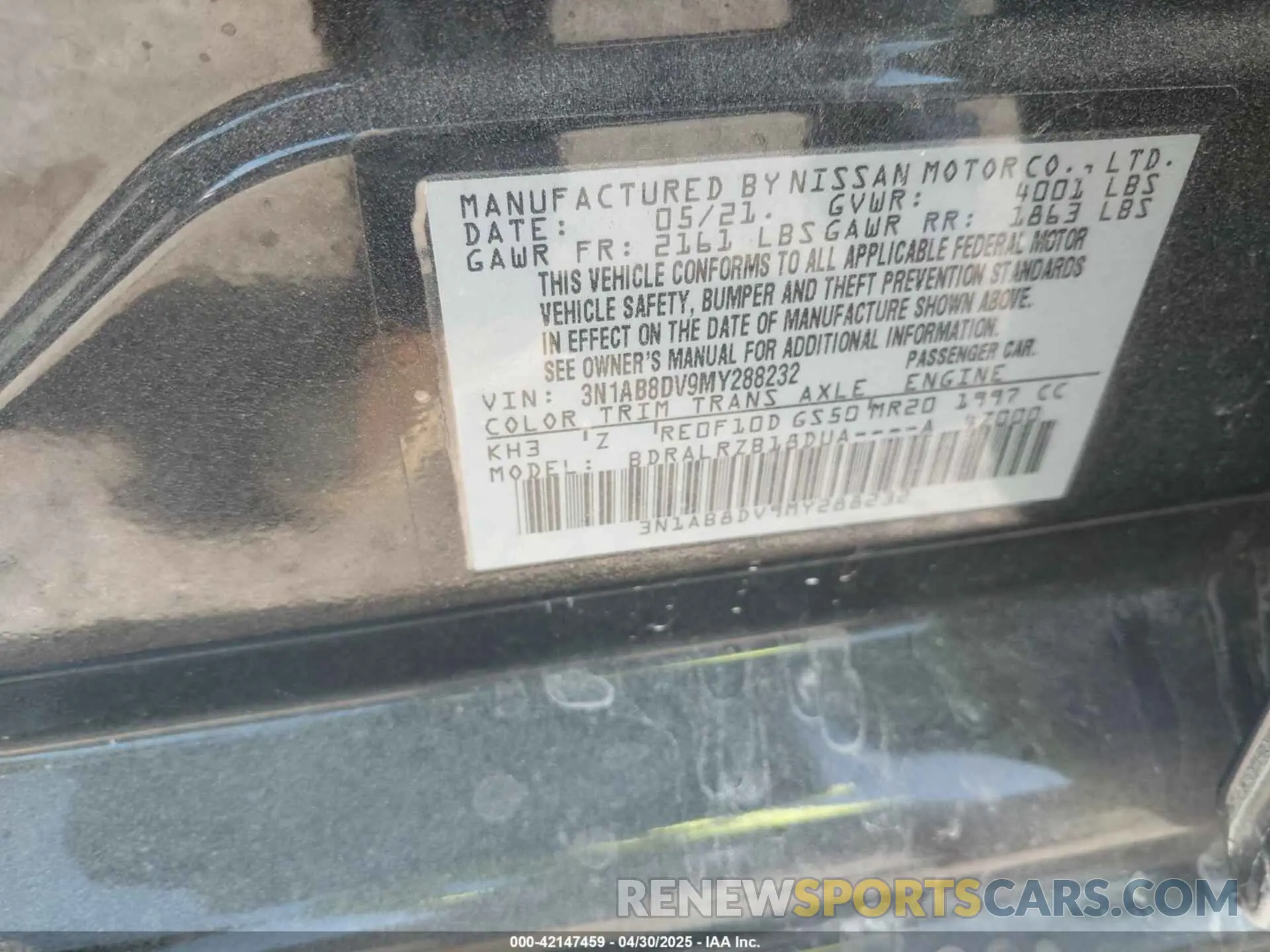 9 Photograph of a damaged car 3N1AB8DV9MY288232 NISSAN SENTRA 2021