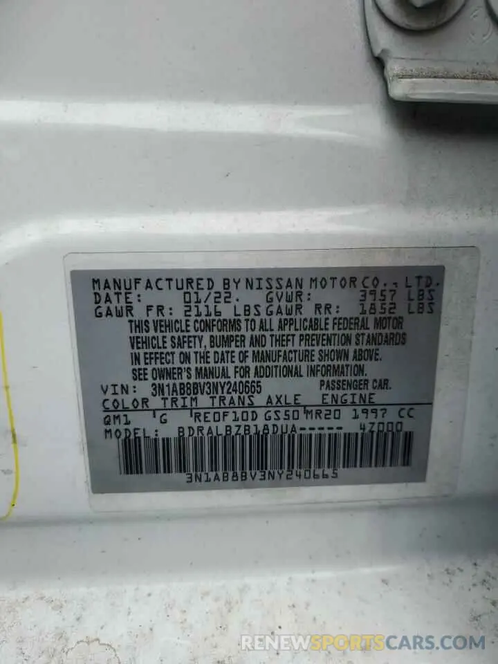 12 Photograph of a damaged car 3N1AB8BV3NY240665 NISSAN SENTRA 2022