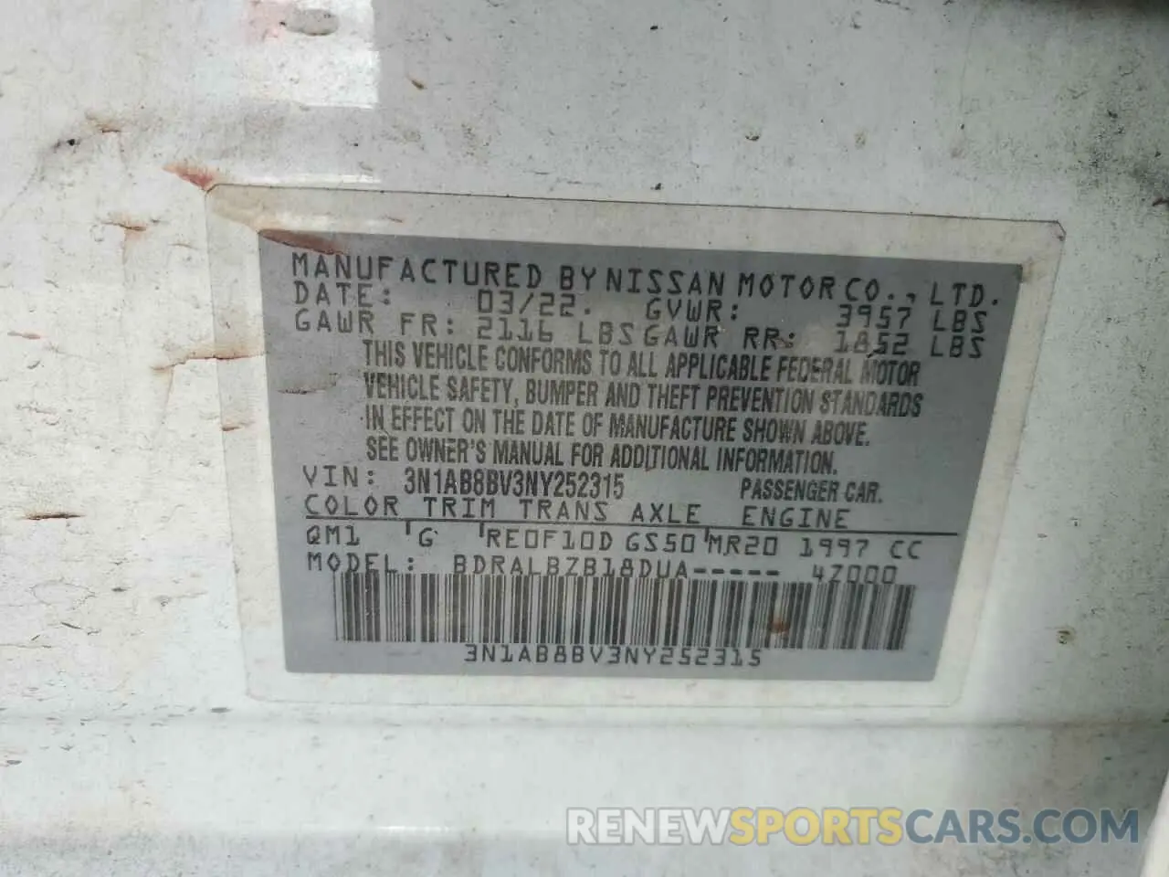 12 Фотография поврежденного автомобиля 3N1AB8BV3NY252315 NISSAN SENTRA 2022