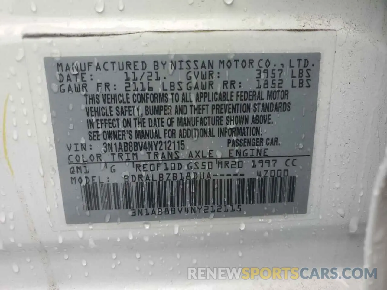 13 Фотография поврежденного автомобиля 3N1AB8BV4NY212115 NISSAN SENTRA 2022