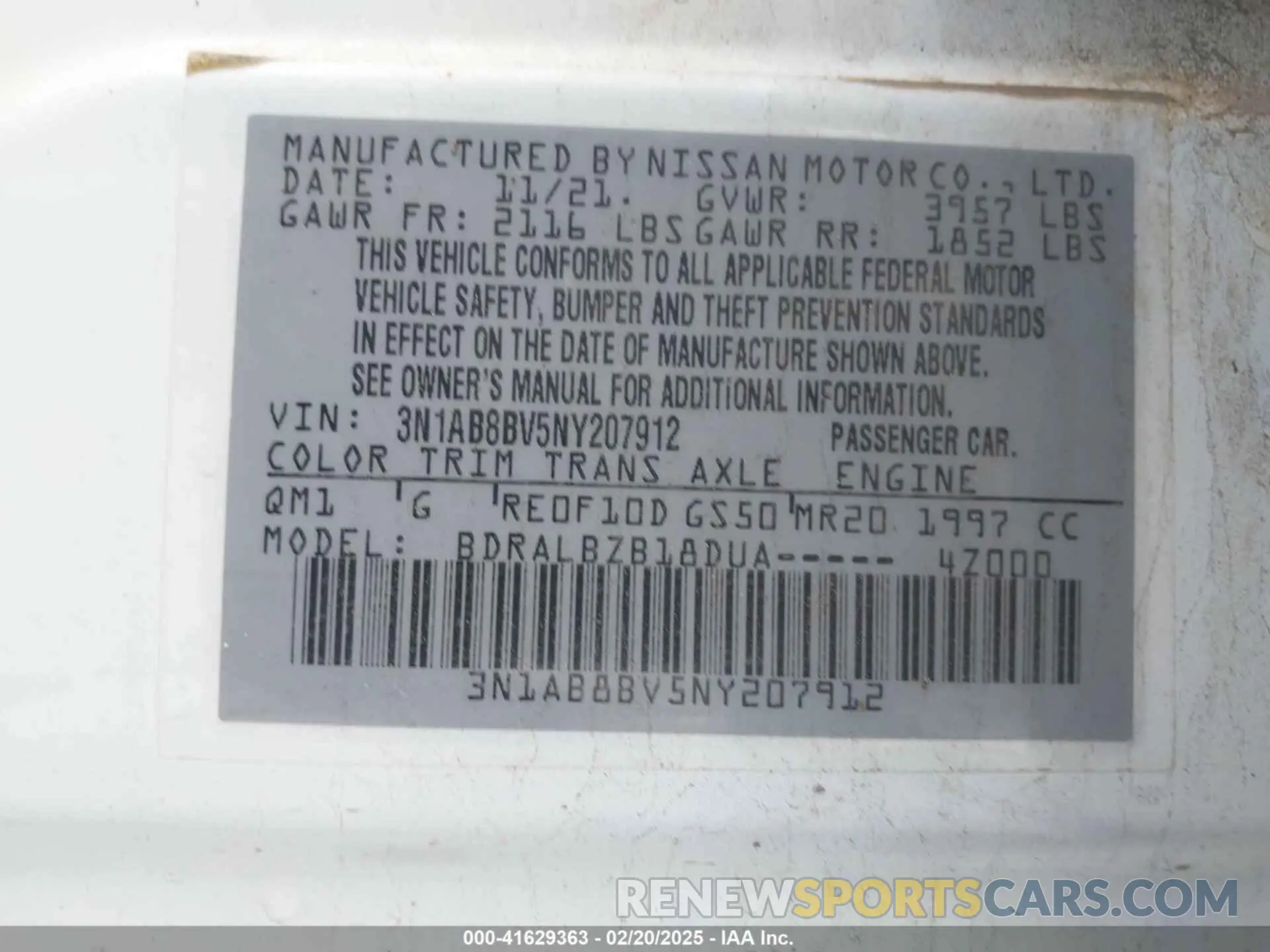 9 Photograph of a damaged car 3N1AB8BV5NY207912 NISSAN SENTRA 2022