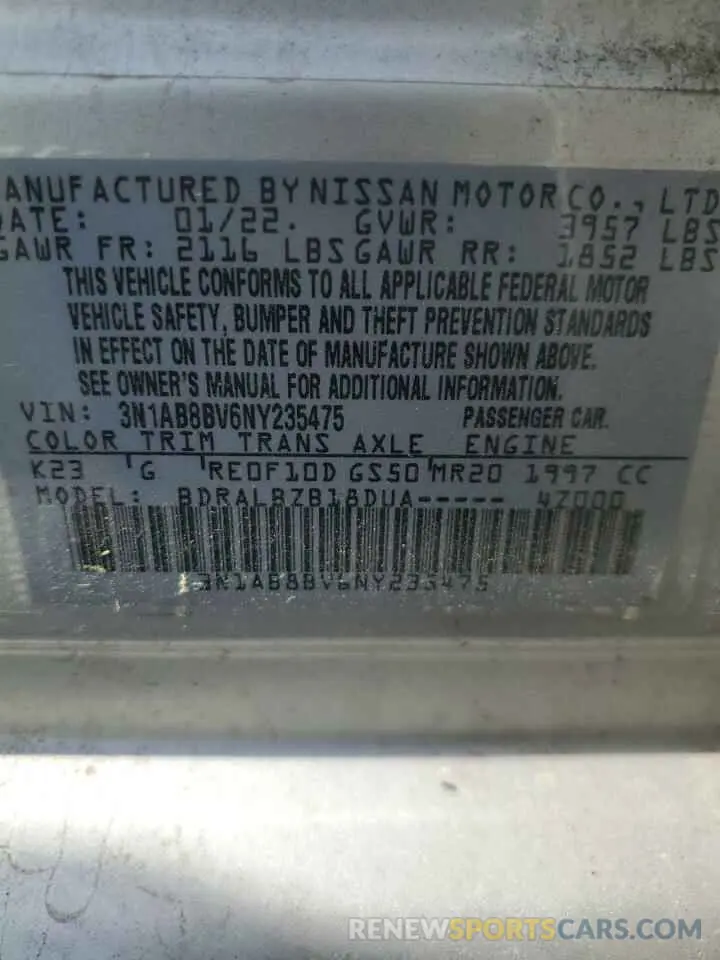 12 Photograph of a damaged car 3N1AB8BV6NY235475 NISSAN SENTRA 2022