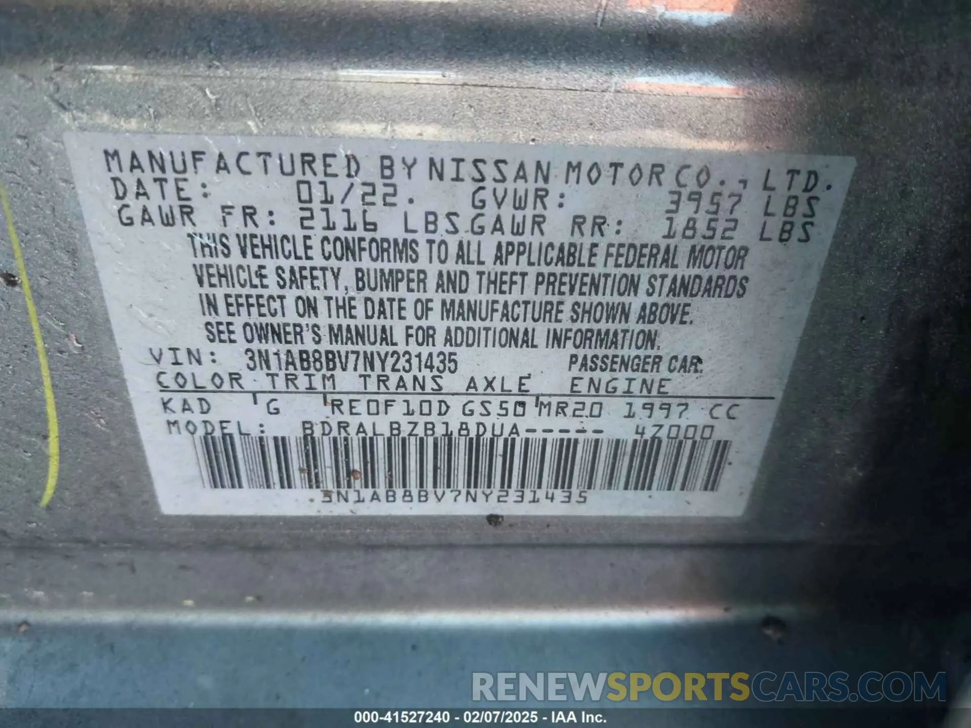 9 Фотография поврежденного автомобиля 3N1AB8BV7NY231435 NISSAN SENTRA 2022