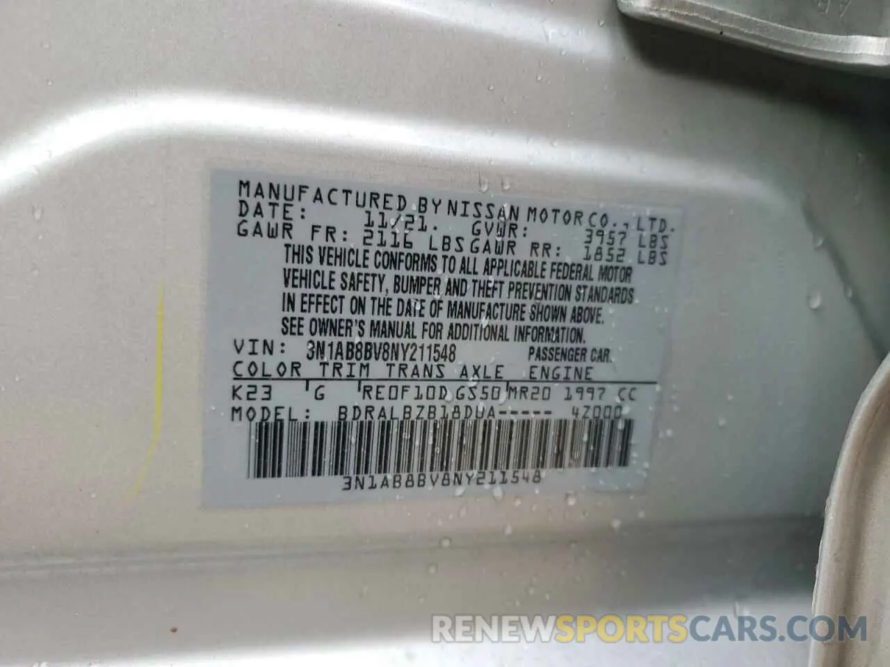 12 Фотография поврежденного автомобиля 3N1AB8BV8NY211548 NISSAN SENTRA 2022