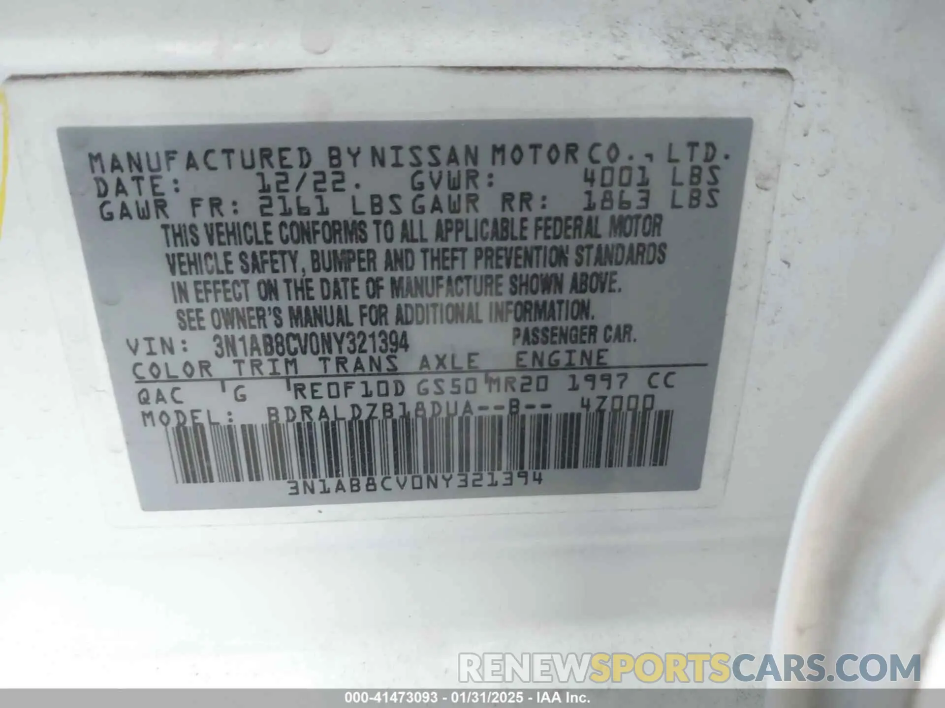 9 Фотография поврежденного автомобиля 3N1AB8CV0NY321394 NISSAN SENTRA 2022