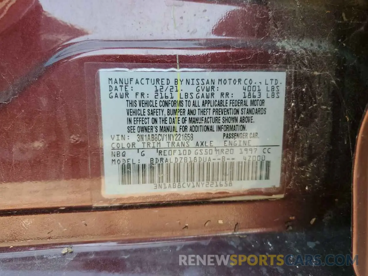 12 Photograph of a damaged car 3N1AB8CV1NY221658 NISSAN SENTRA 2022