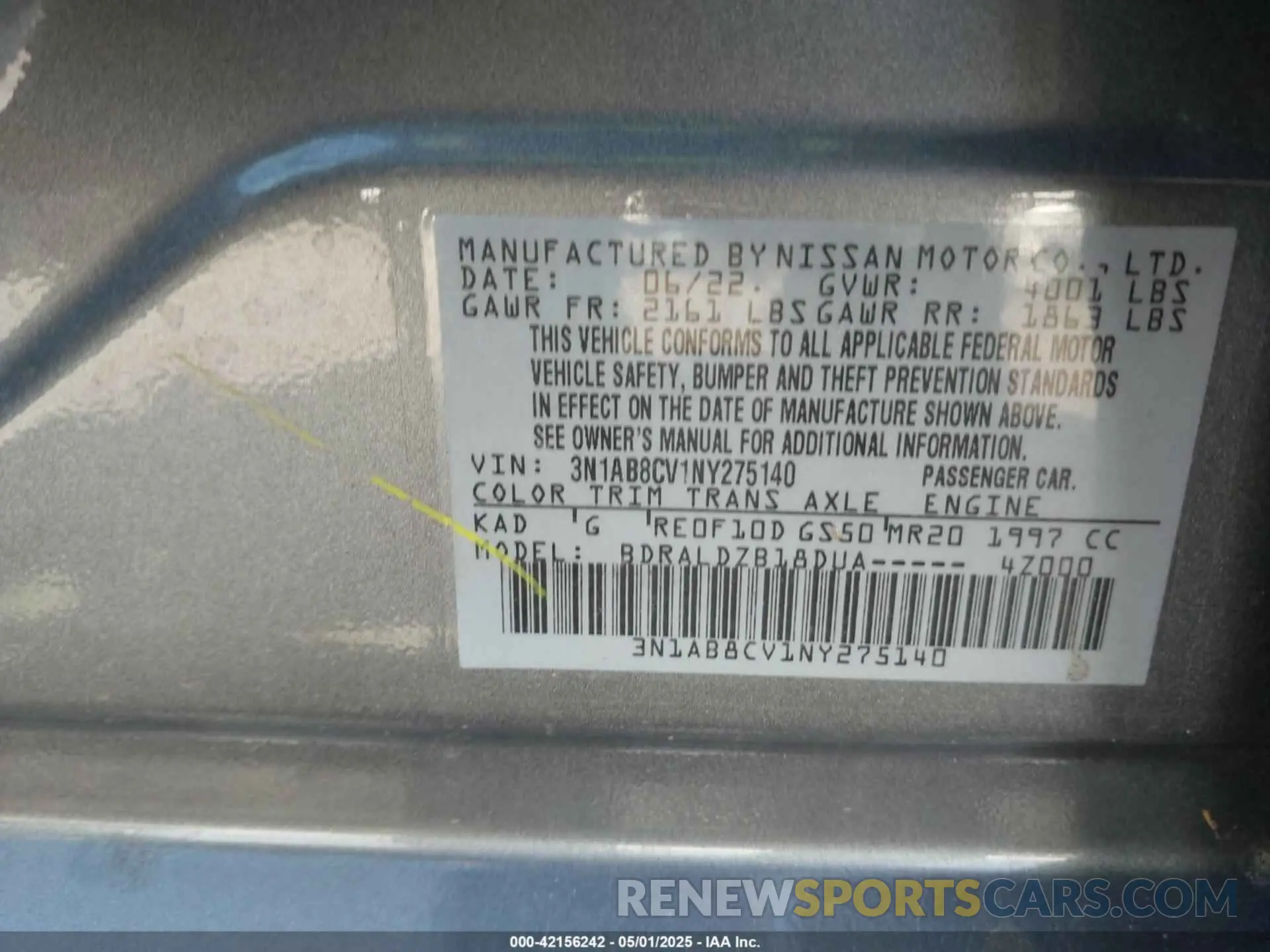 9 Photograph of a damaged car 3N1AB8CV1NY275140 NISSAN SENTRA 2022