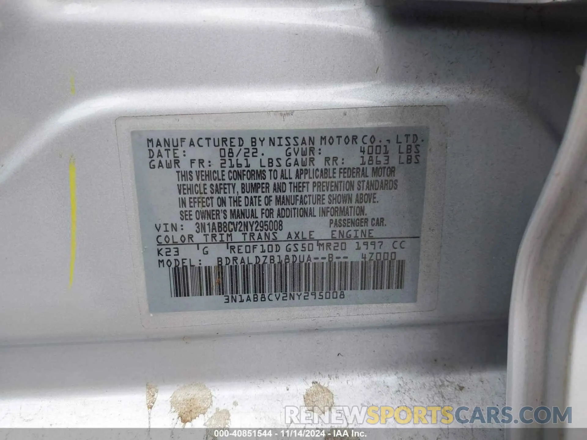 9 Фотография поврежденного автомобиля 3N1AB8CV2NY295008 NISSAN SENTRA 2022