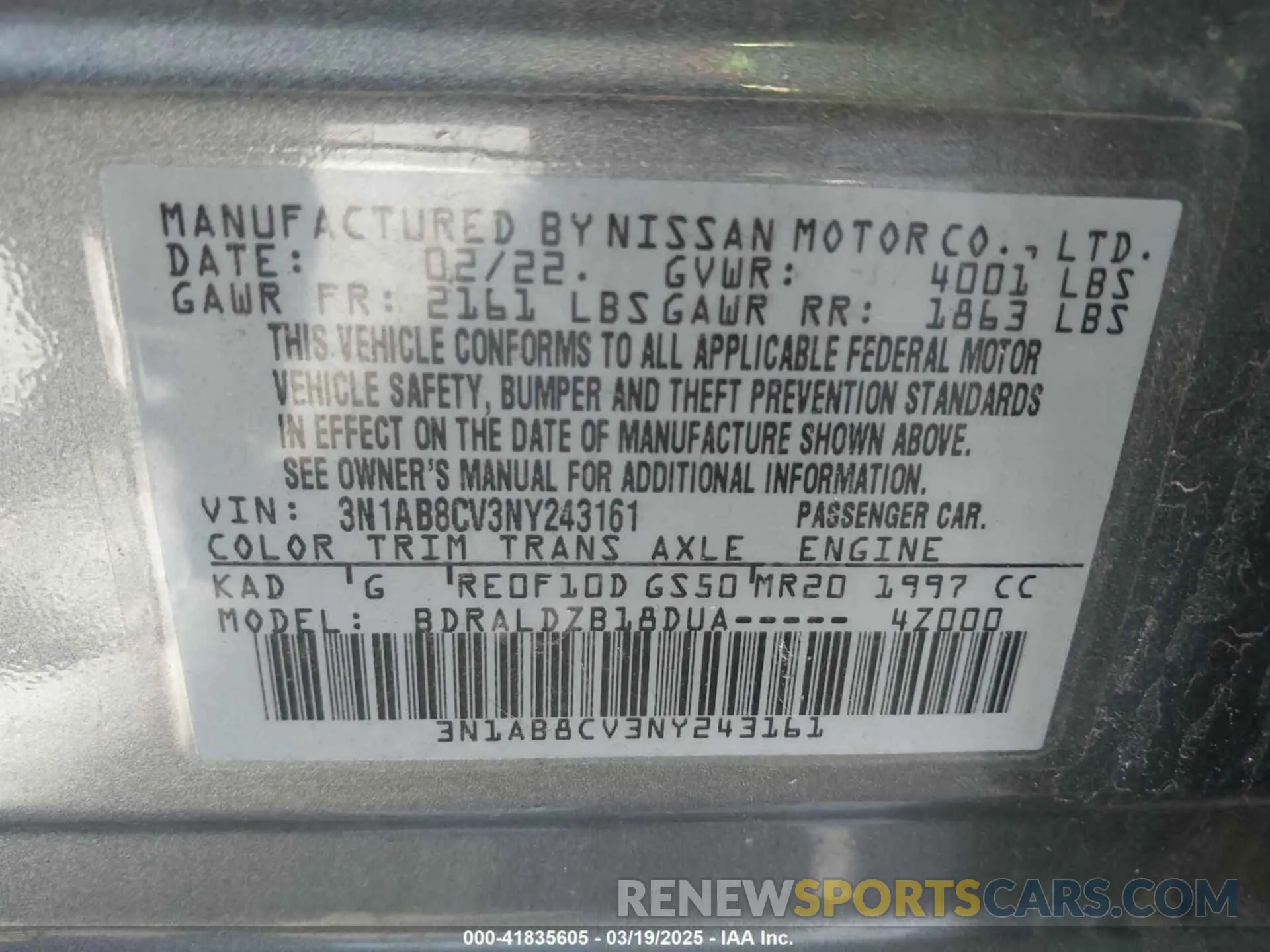 9 Фотография поврежденного автомобиля 3N1AB8CV3NY243161 NISSAN SENTRA 2022