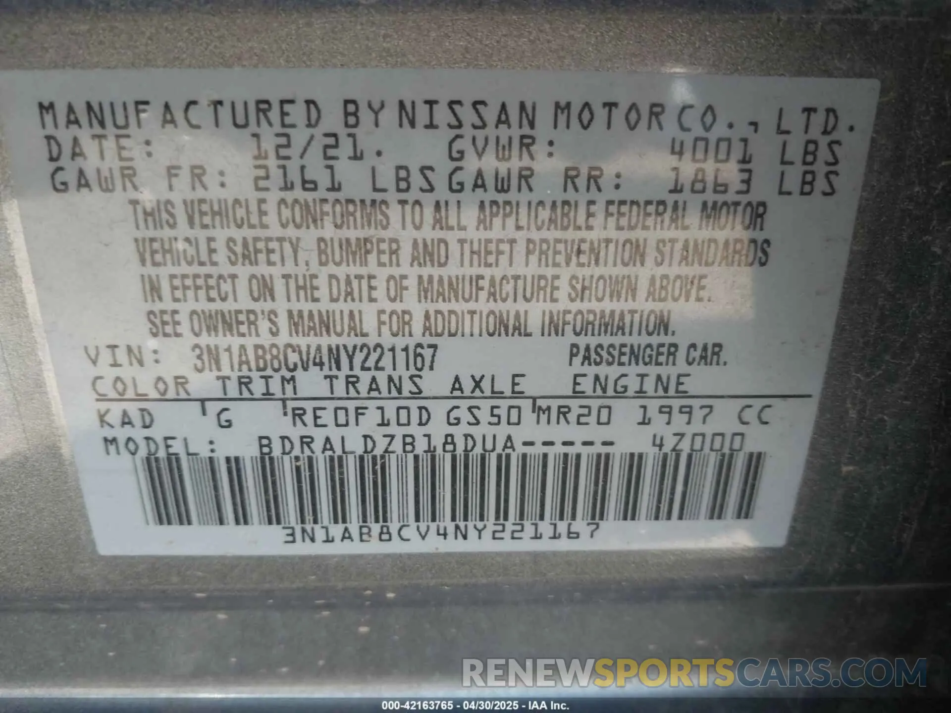 9 Фотография поврежденного автомобиля 3N1AB8CV4NY221167 NISSAN SENTRA 2022