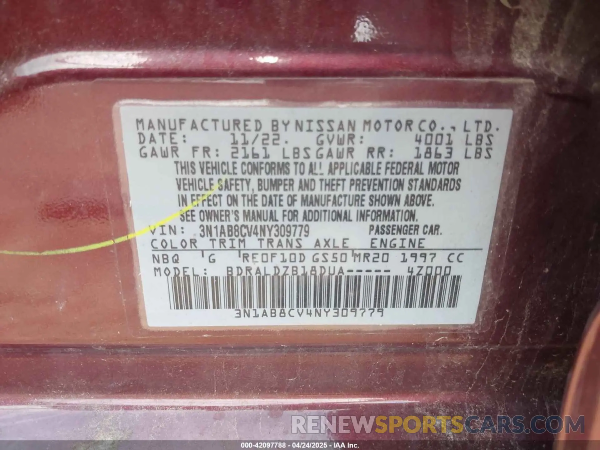 9 Фотография поврежденного автомобиля 3N1AB8CV4NY309779 NISSAN SENTRA 2022