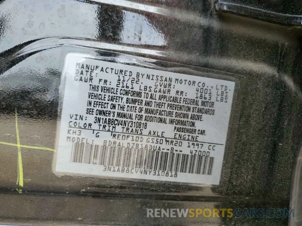 12 Фотография поврежденного автомобиля 3N1AB8CV4NY310818 NISSAN SENTRA 2022