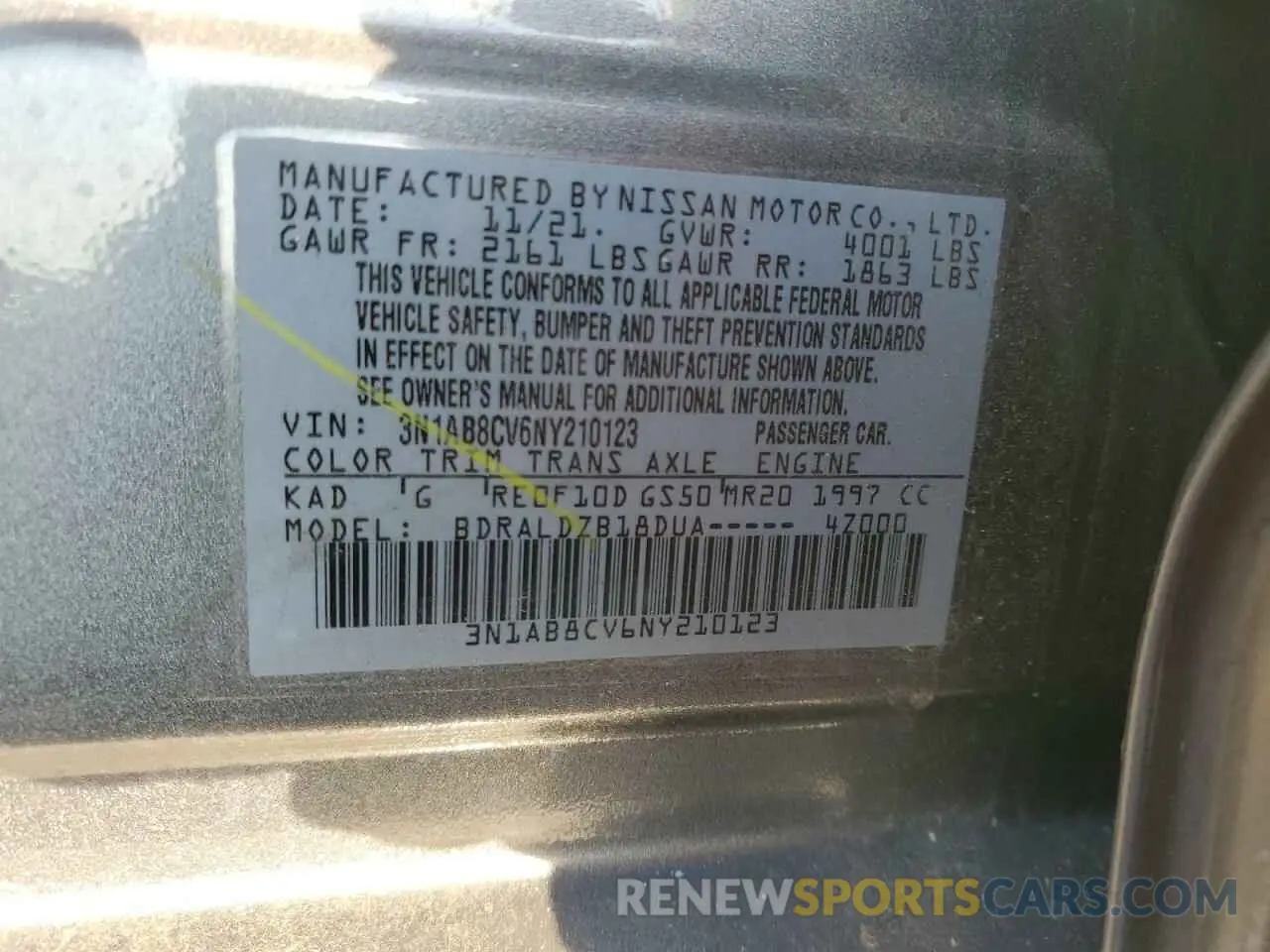 14 Фотография поврежденного автомобиля 3N1AB8CV6NY210123 NISSAN SENTRA 2022