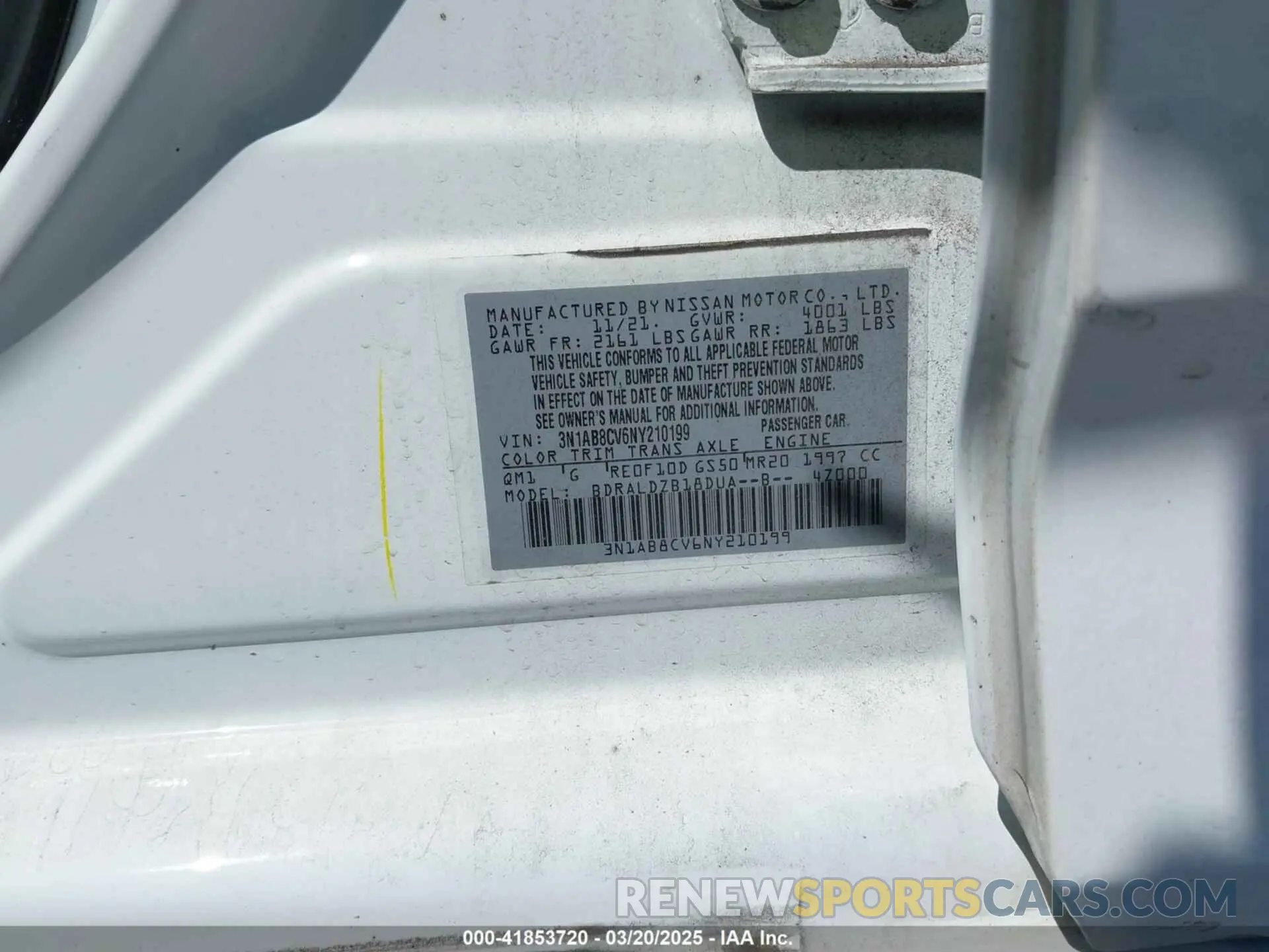 9 Photograph of a damaged car 3N1AB8CV6NY210199 NISSAN SENTRA 2022