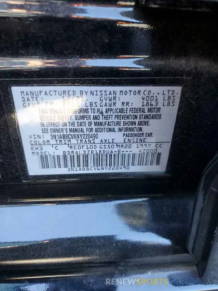 12 Фотография поврежденного автомобиля 3N1AB8CV6NY220490 NISSAN SENTRA 2022