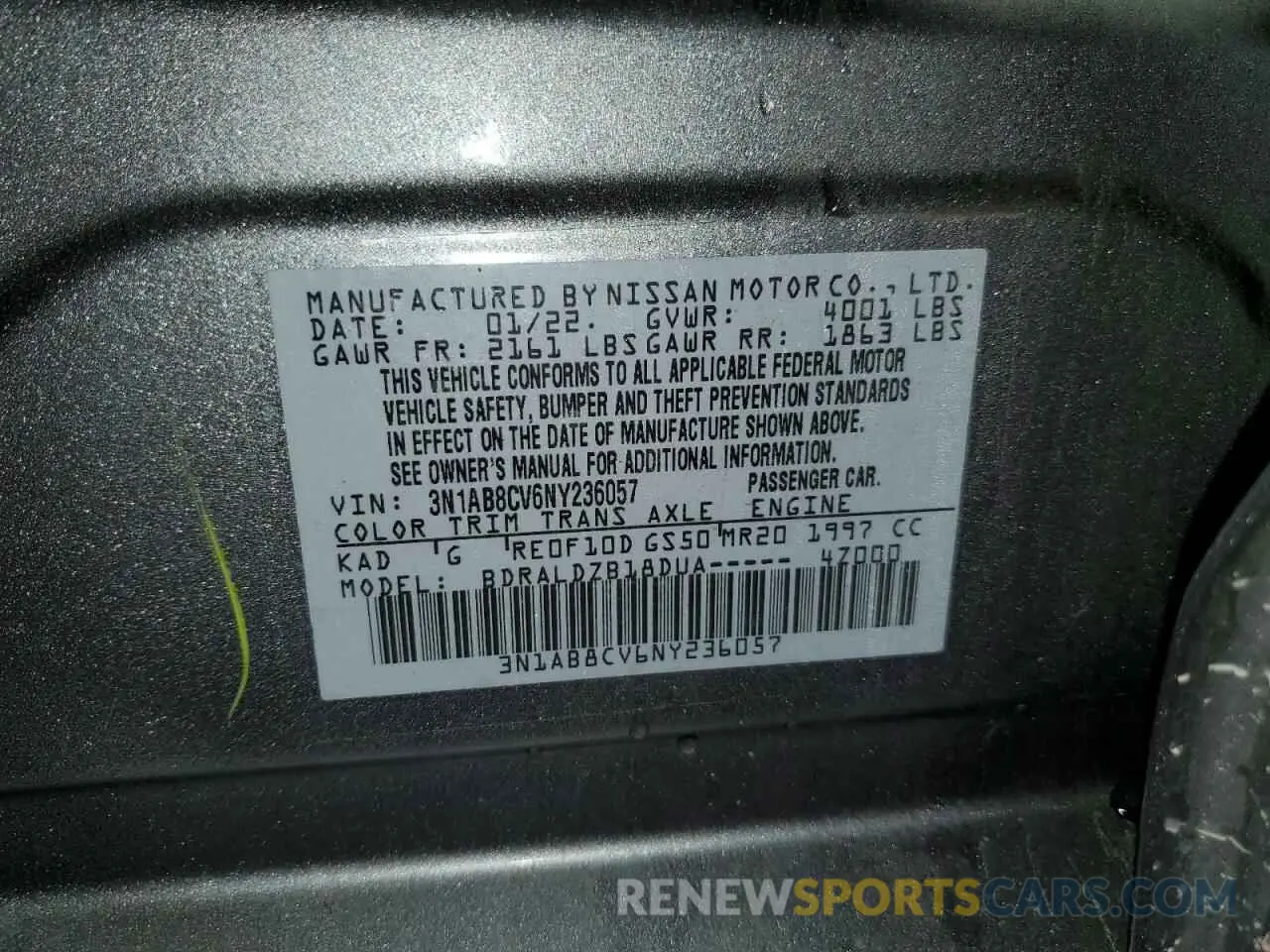 12 Фотография поврежденного автомобиля 3N1AB8CV6NY236057 NISSAN SENTRA 2022