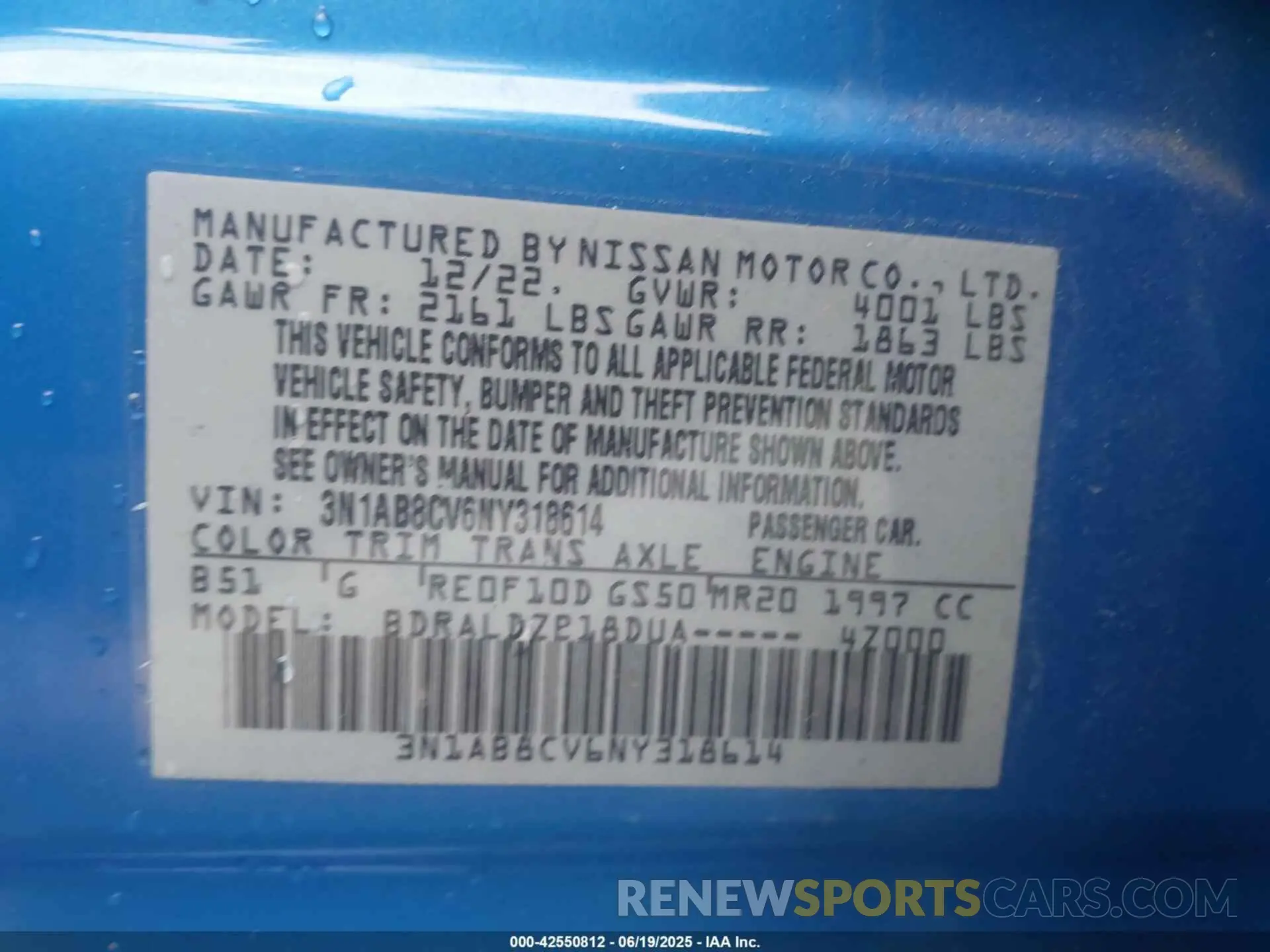 9 Photograph of a damaged car 3N1AB8CV6NY318614 NISSAN SENTRA 2022
