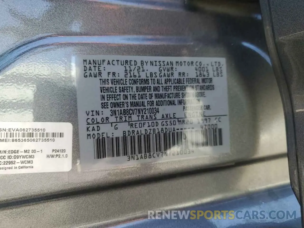 14 Фотография поврежденного автомобиля 3N1AB8CV7NY210034 NISSAN SENTRA 2022