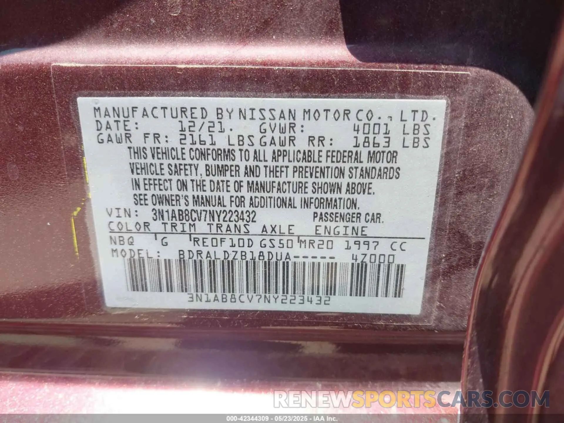 9 Photograph of a damaged car 3N1AB8CV7NY223432 NISSAN SENTRA 2022