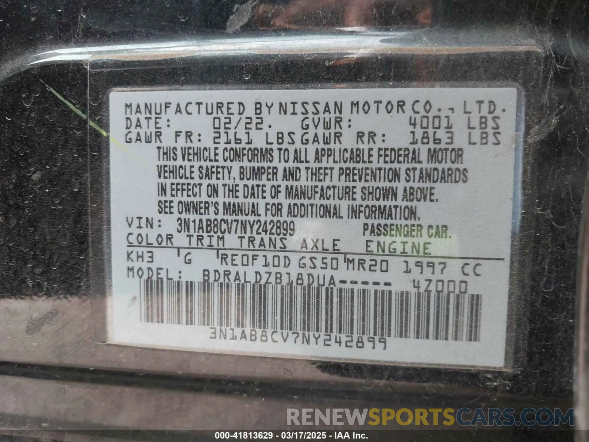 9 Photograph of a damaged car 3N1AB8CV7NY242899 NISSAN SENTRA 2022