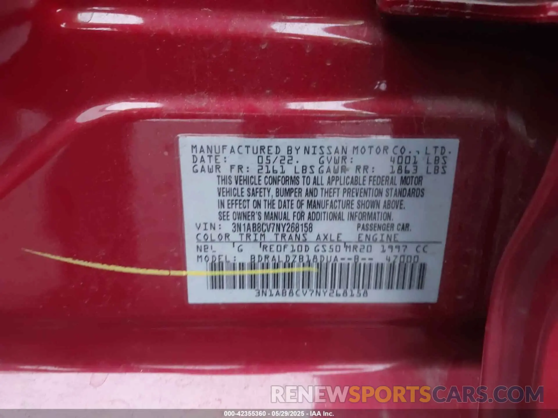 9 Фотография поврежденного автомобиля 3N1AB8CV7NY268158 NISSAN SENTRA 2022
