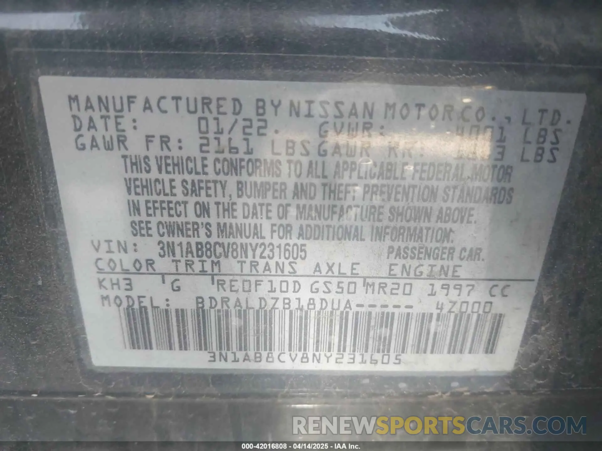 9 Фотография поврежденного автомобиля 3N1AB8CV8NY231605 NISSAN SENTRA 2022