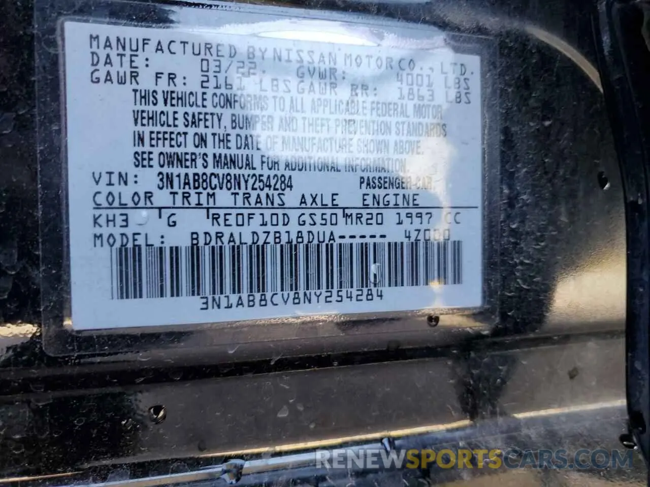 12 Фотография поврежденного автомобиля 3N1AB8CV8NY254284 NISSAN SENTRA 2022