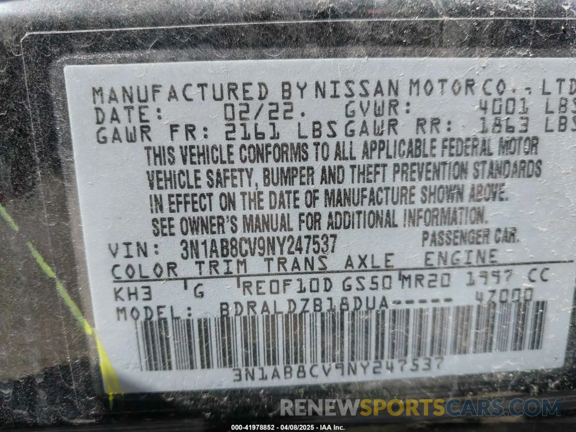 9 Фотография поврежденного автомобиля 3N1AB8CV9NY247537 NISSAN SENTRA 2022