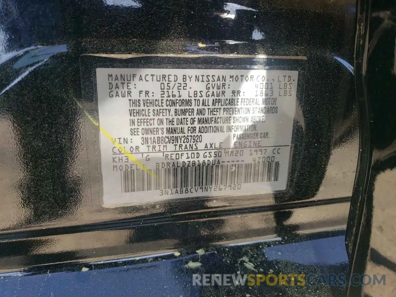 12 Photograph of a damaged car 3N1AB8CV9NY267920 NISSAN SENTRA 2022