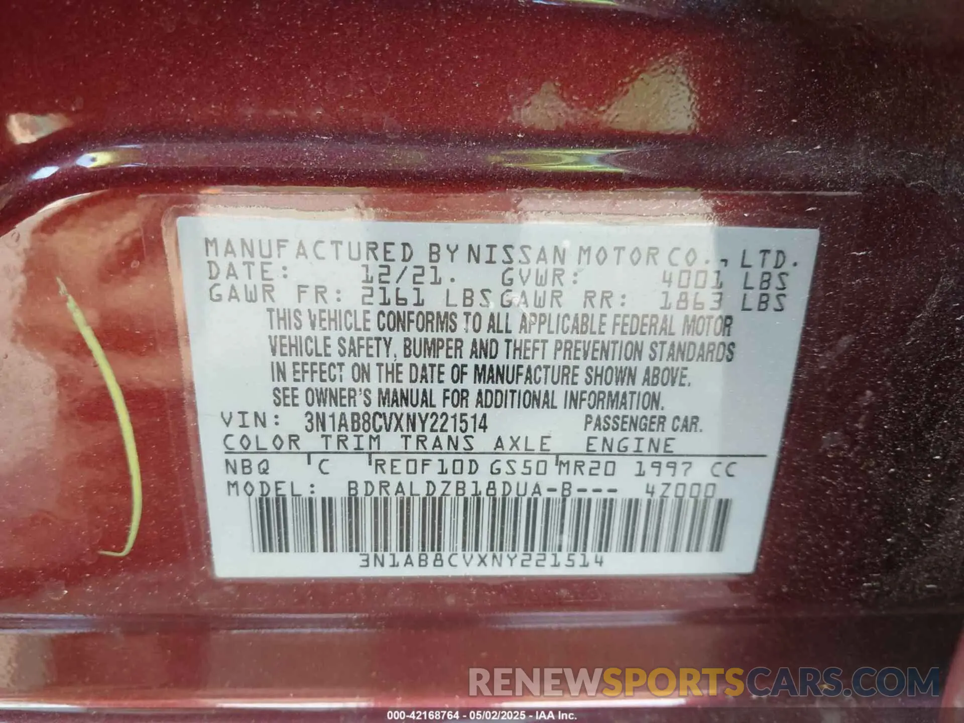 9 Photograph of a damaged car 3N1AB8CVXNY221514 NISSAN SENTRA 2022