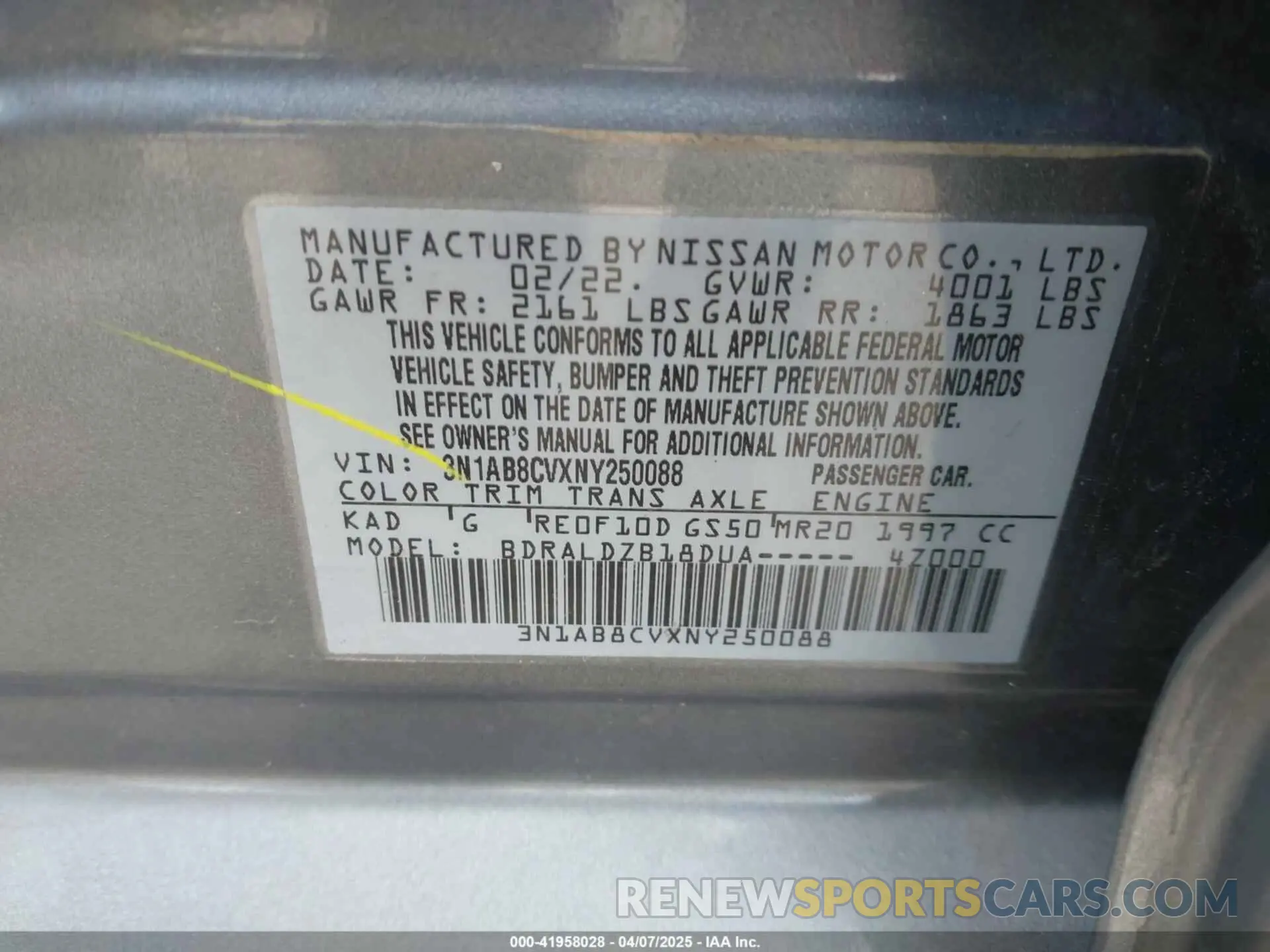 9 Photograph of a damaged car 3N1AB8CVXNY250088 NISSAN SENTRA 2022
