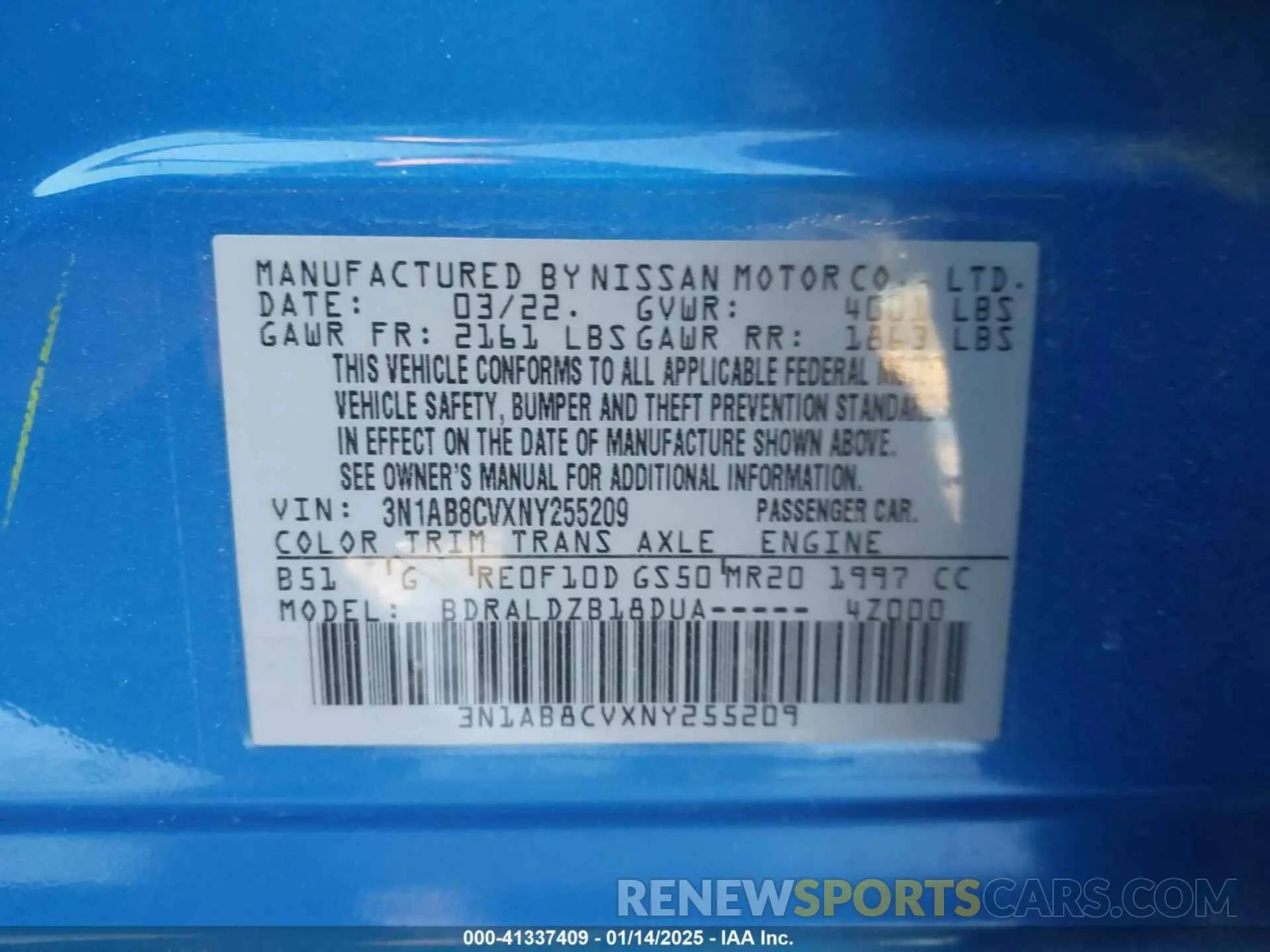 9 Фотография поврежденного автомобиля 3N1AB8CVXNY255209 NISSAN SENTRA 2022