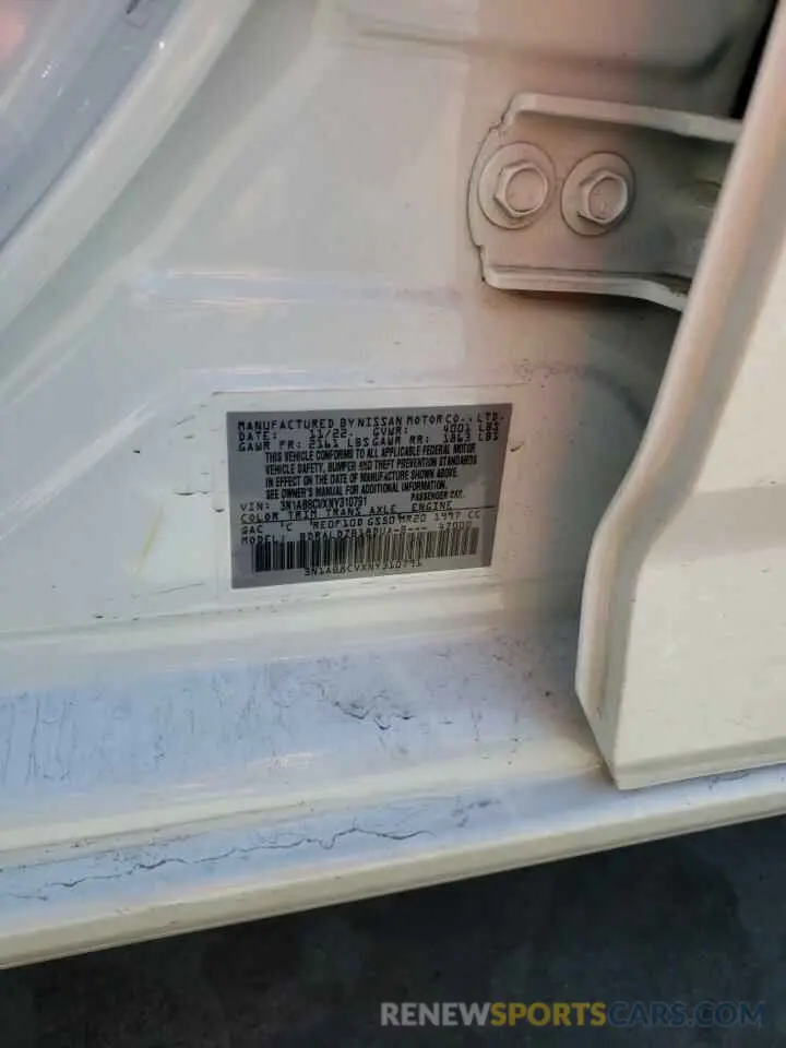 12 Фотография поврежденного автомобиля 3N1AB8CVXNY310791 NISSAN SENTRA 2022