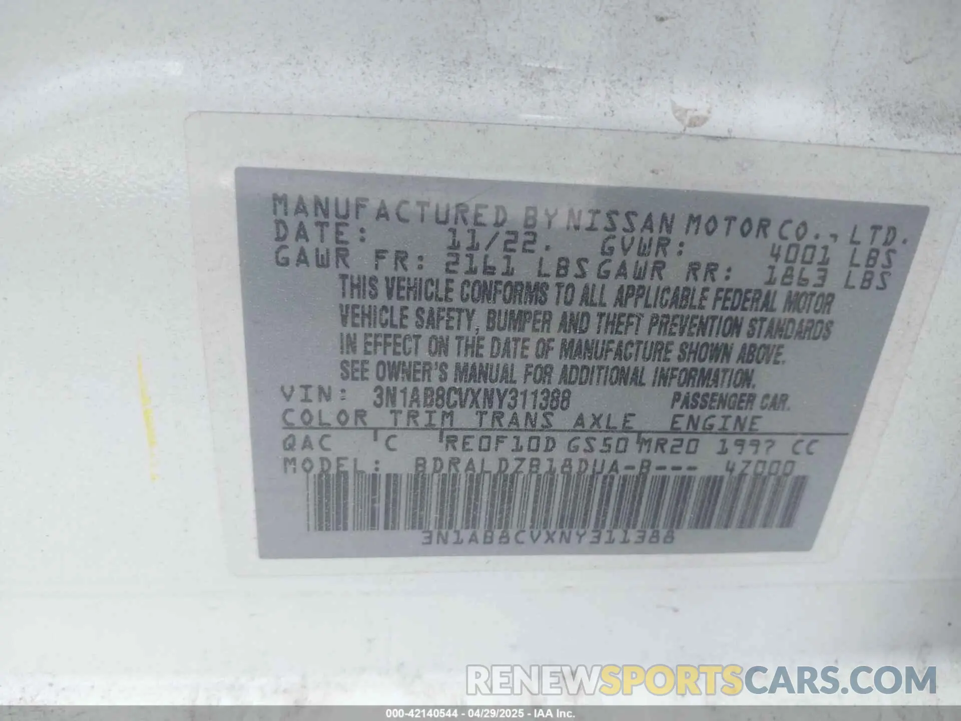 9 Photograph of a damaged car 3N1AB8CVXNY311388 NISSAN SENTRA 2022